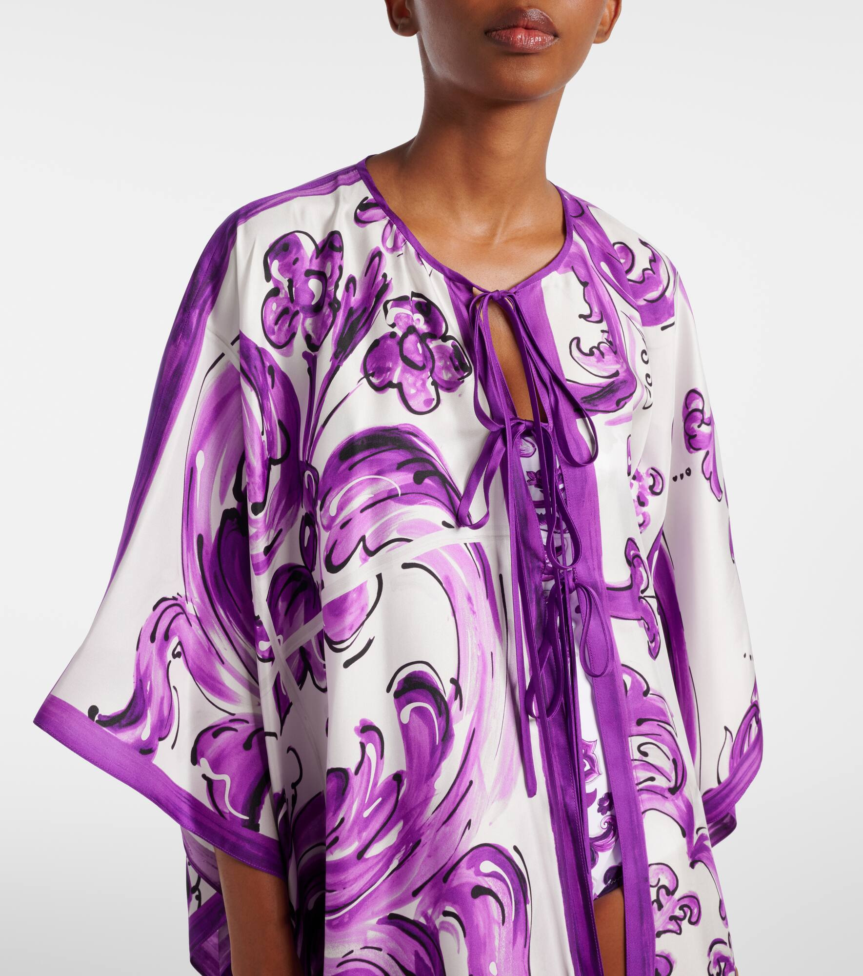 Majolica silk twill beach dress - 4