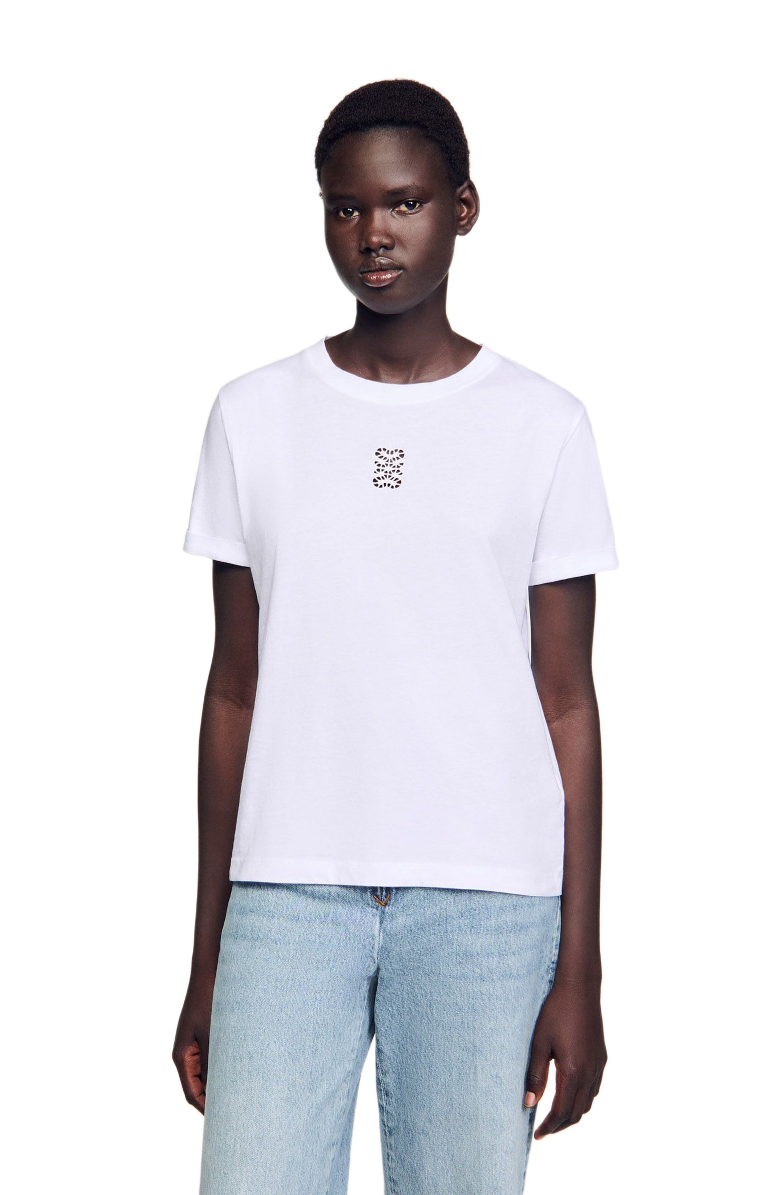 SANDRO Cotton T-shirt with embroidery in White at Nordstrom - 3