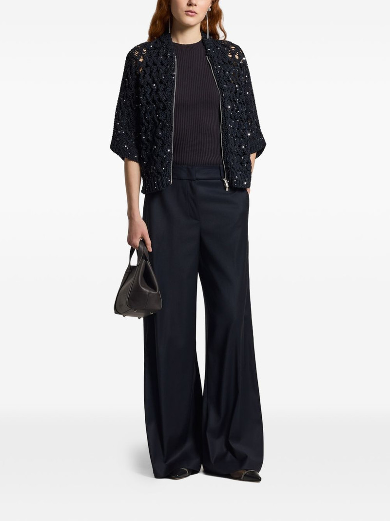 PESERICO sequin zip-up cardigan outlook