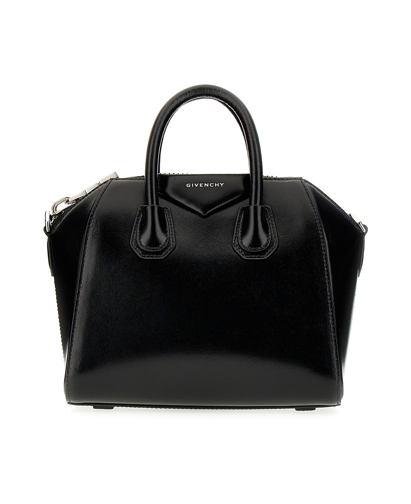 Black Leather Mini Antigona Handbag - 1