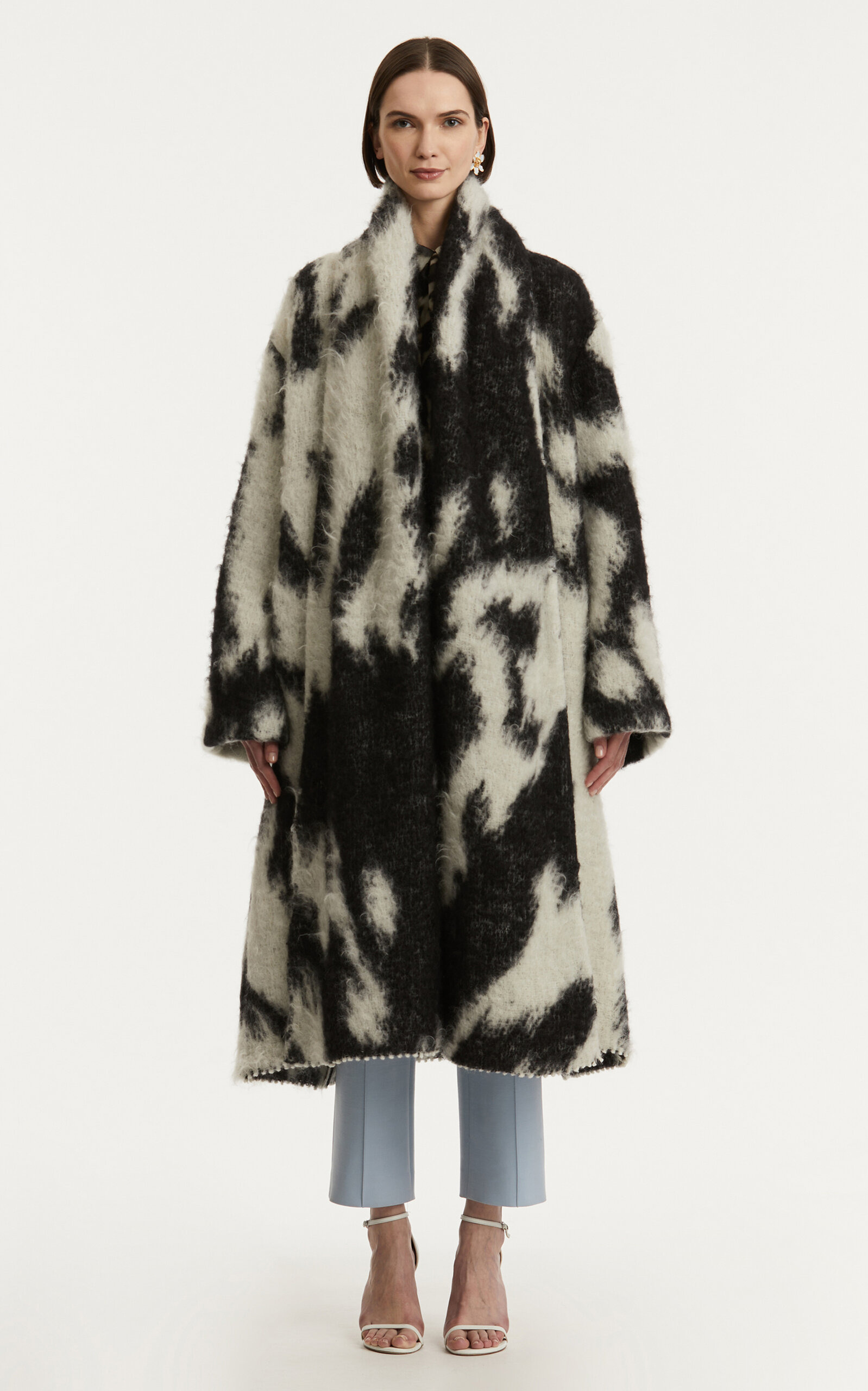 Oversized Mohair-Wool Coat black/white - 3