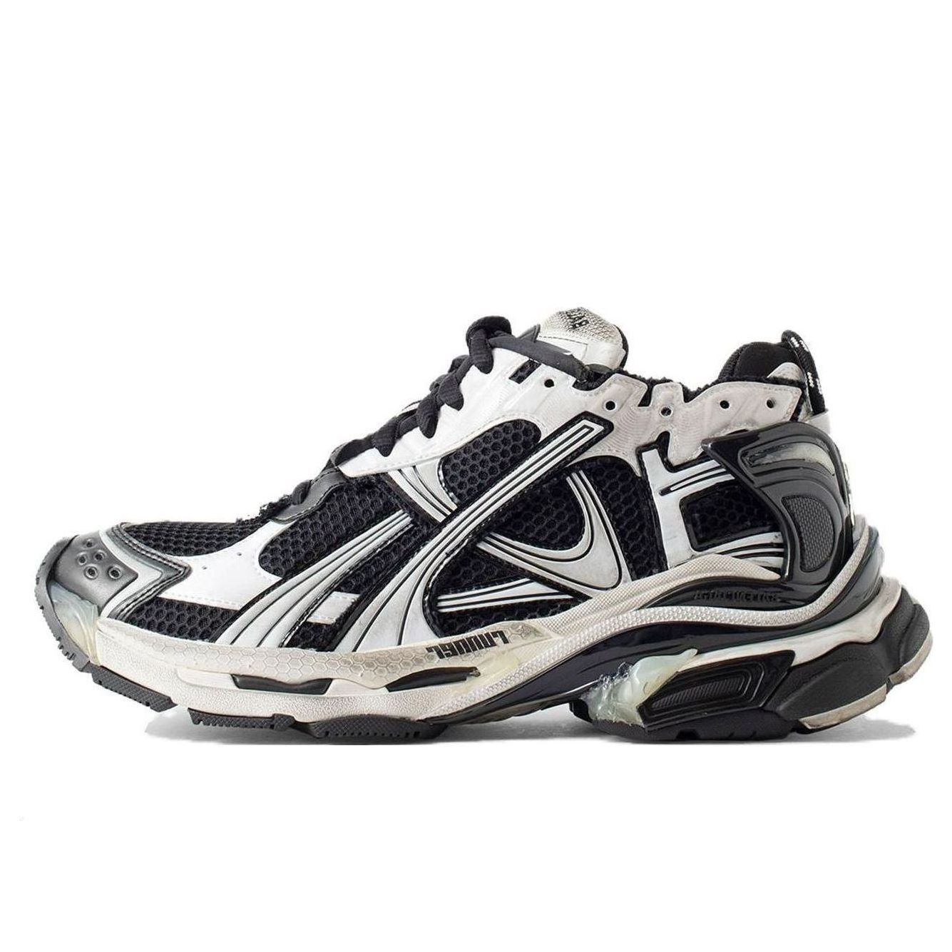 Balenciaga Runner Sneakers 'Black and White Mesh and Nylon' 772774W3RMU9010 - 1