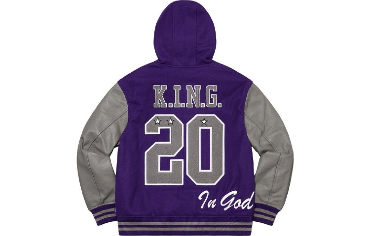 Supreme King Hooded Varsity Jacket 'Purple Grey' SUP-FW20-219 - 3