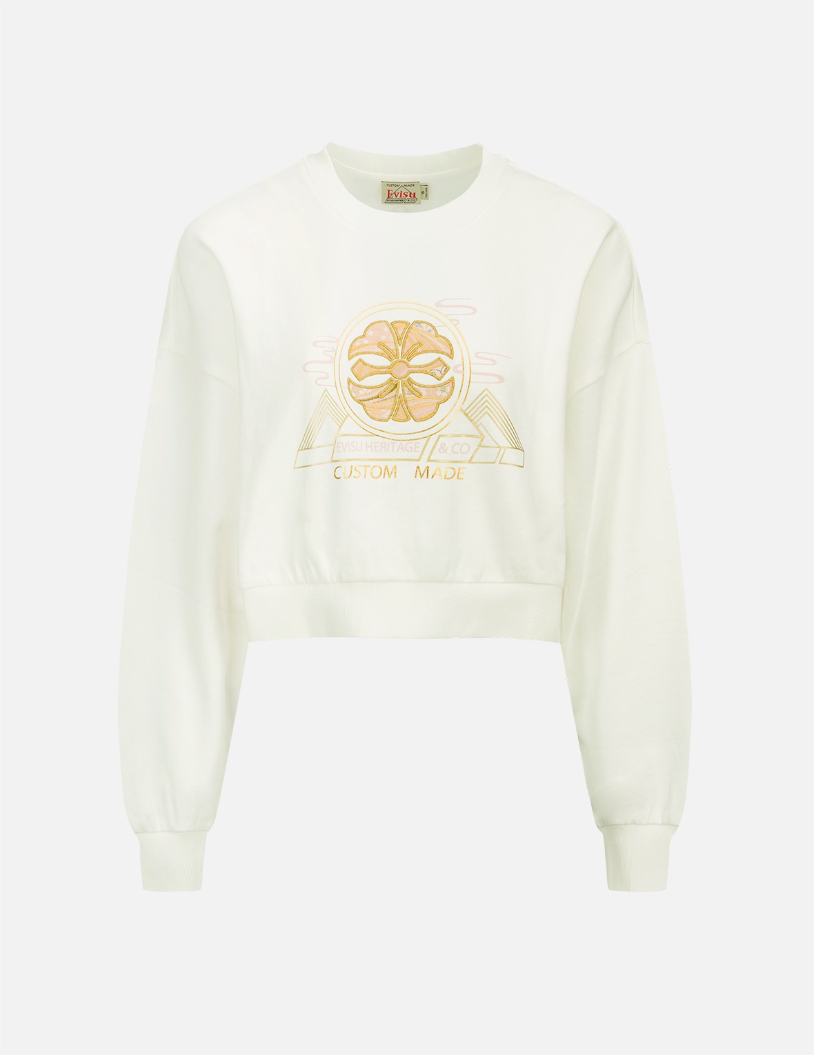 KAMON BROCADE APPLIQUÉ CROPPED SWEATSHIRT - 1