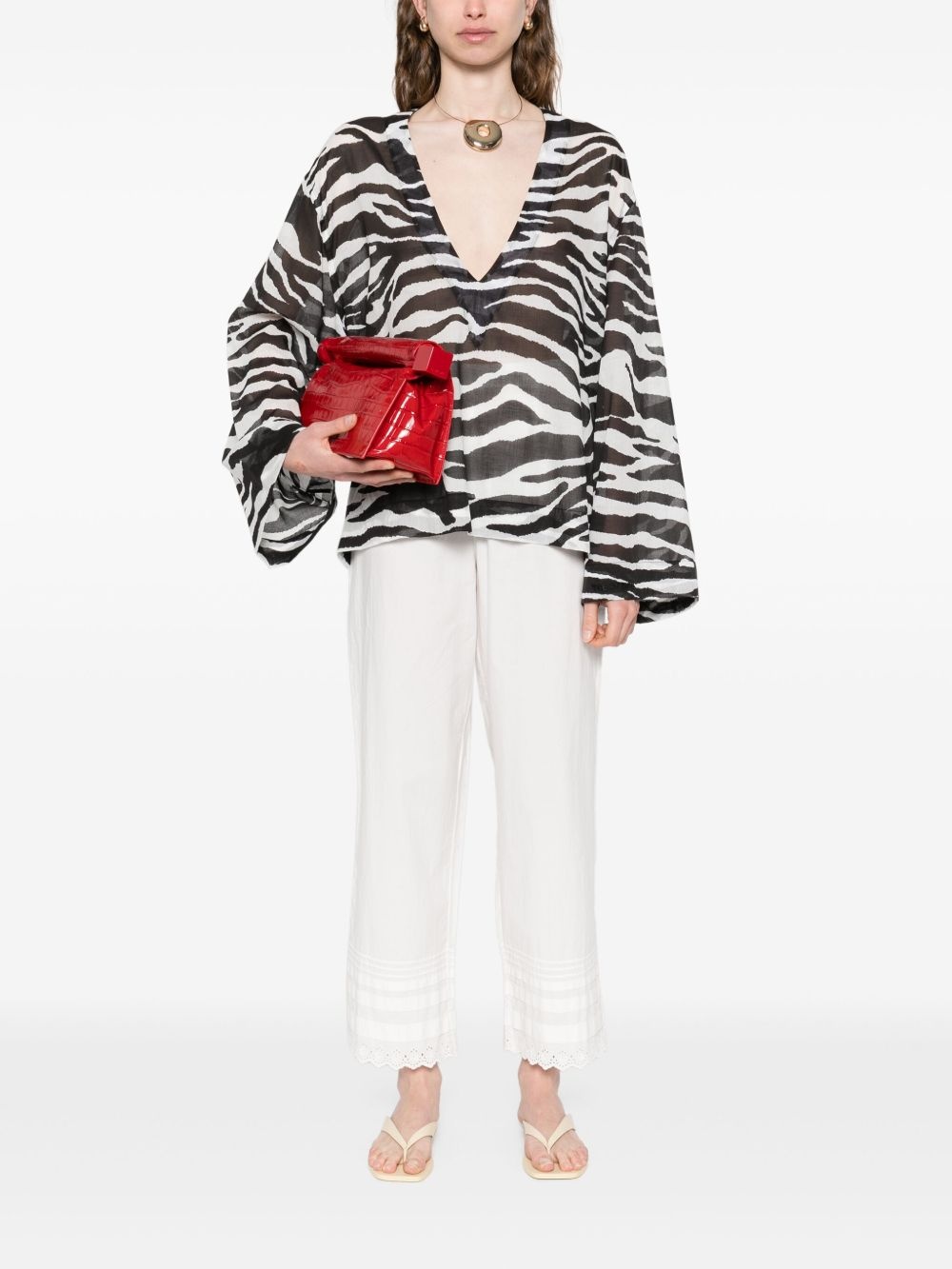 zebra-print blouse - 2