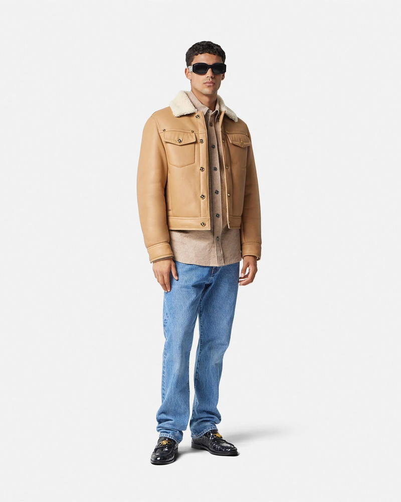 VERSACE Shearling Leather Blouson Jacket outlook