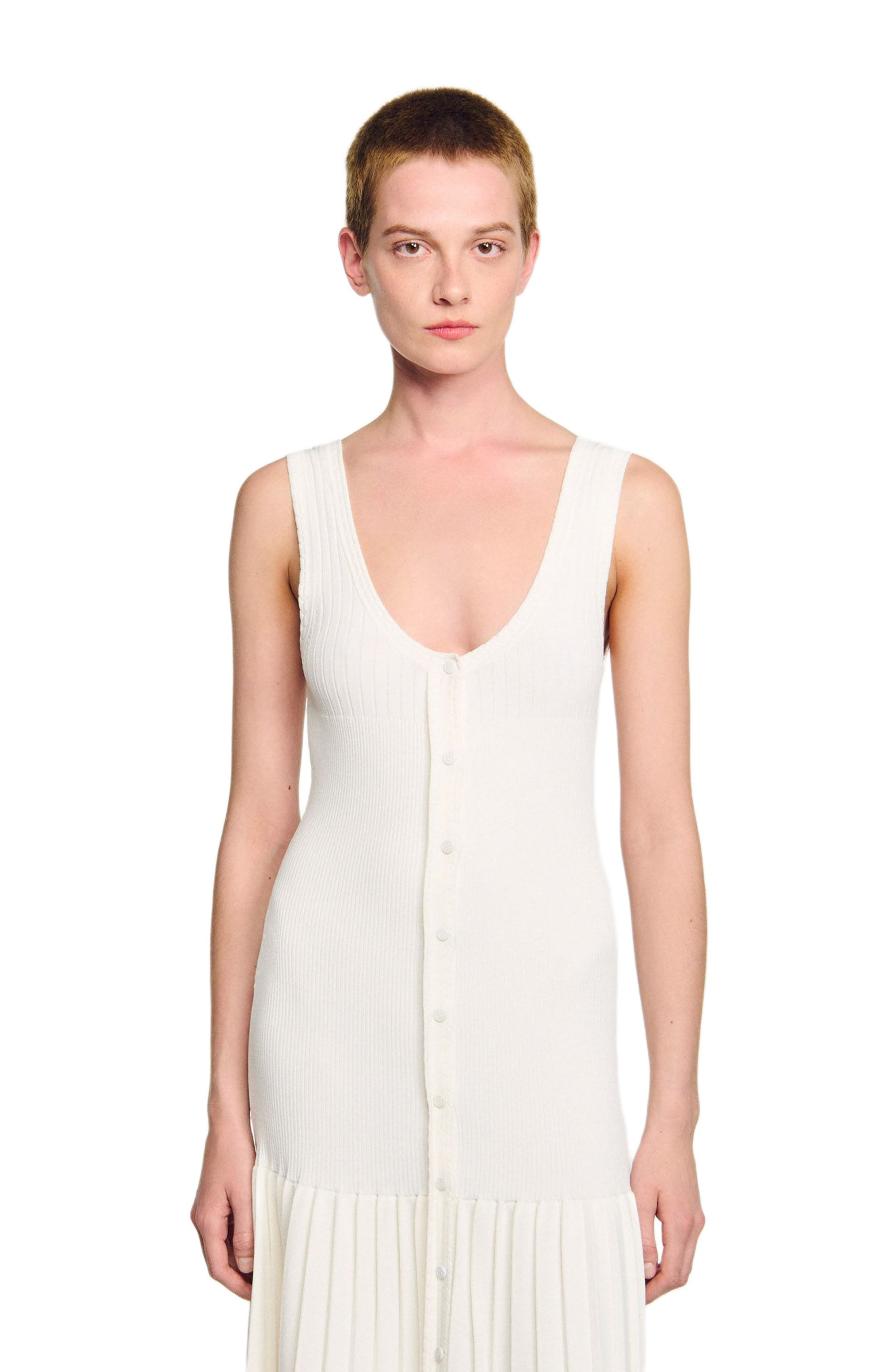 SANDRO V-neck knit maxi dress in Ecru at Nordstrom - 3