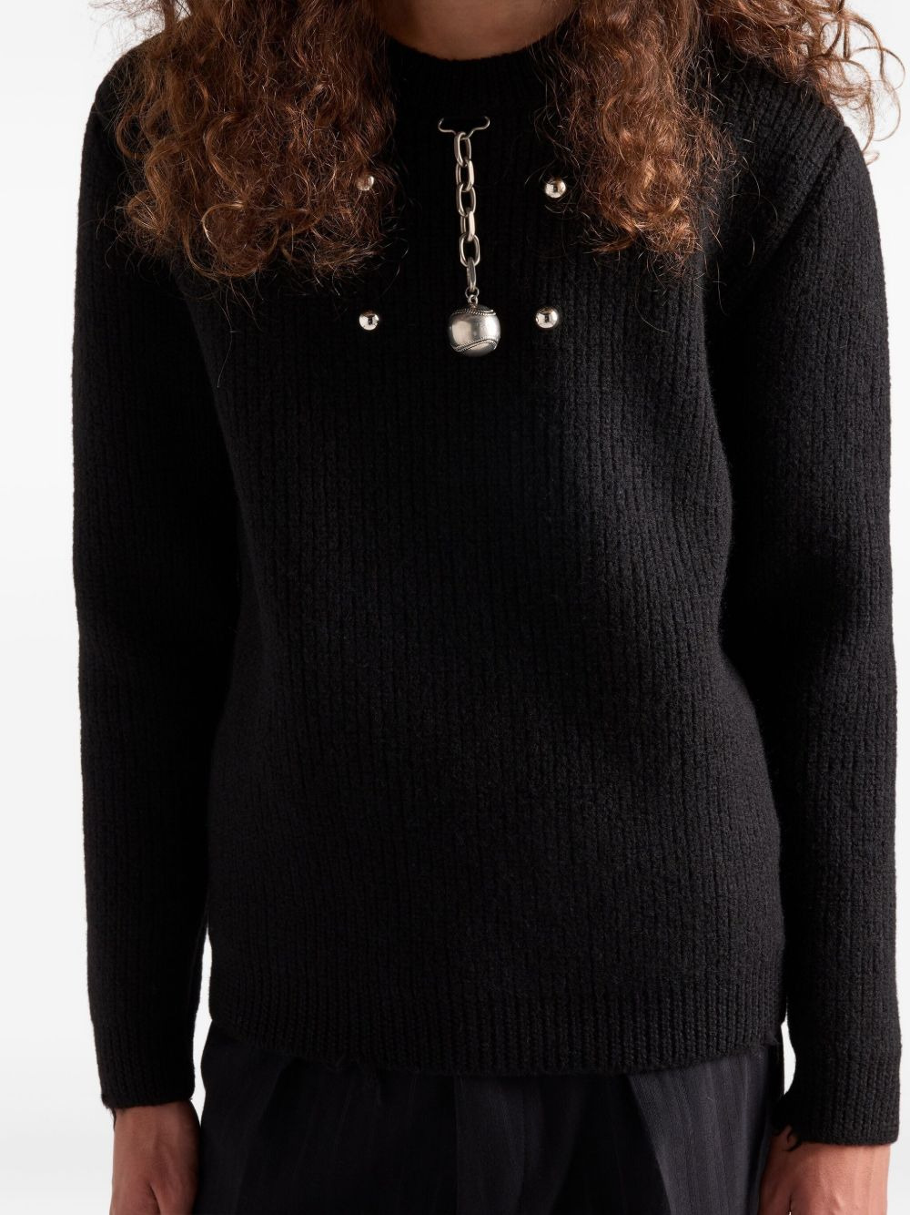 pendant wool crew-neck sweater - 5