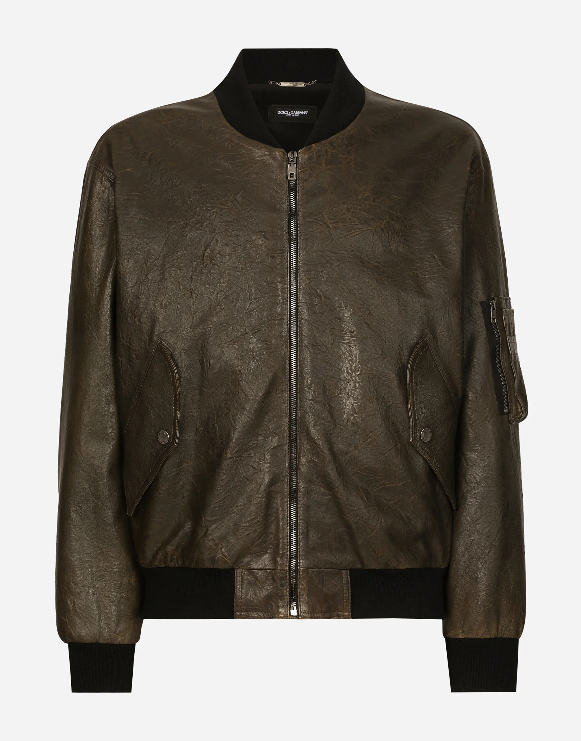 Lined leather bomber jacket - 1
