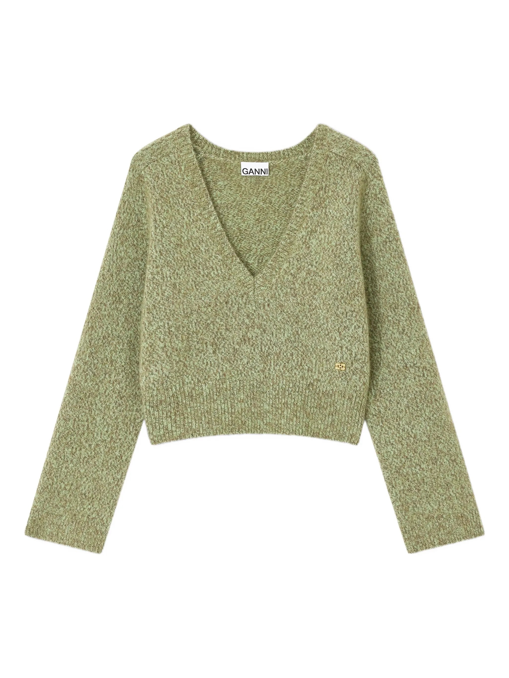 Ganni Brushed V-neck Sweater - 1