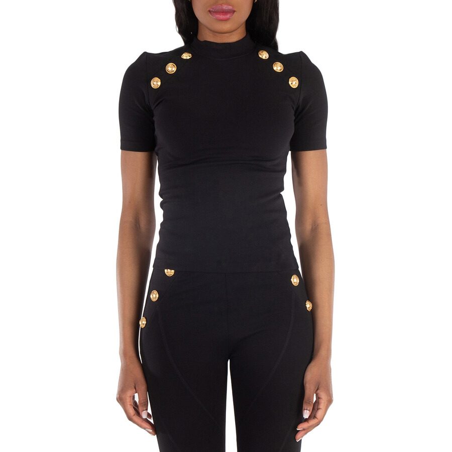 Balmain 6-Button Raglan-Sleeve T-Shirt - 1