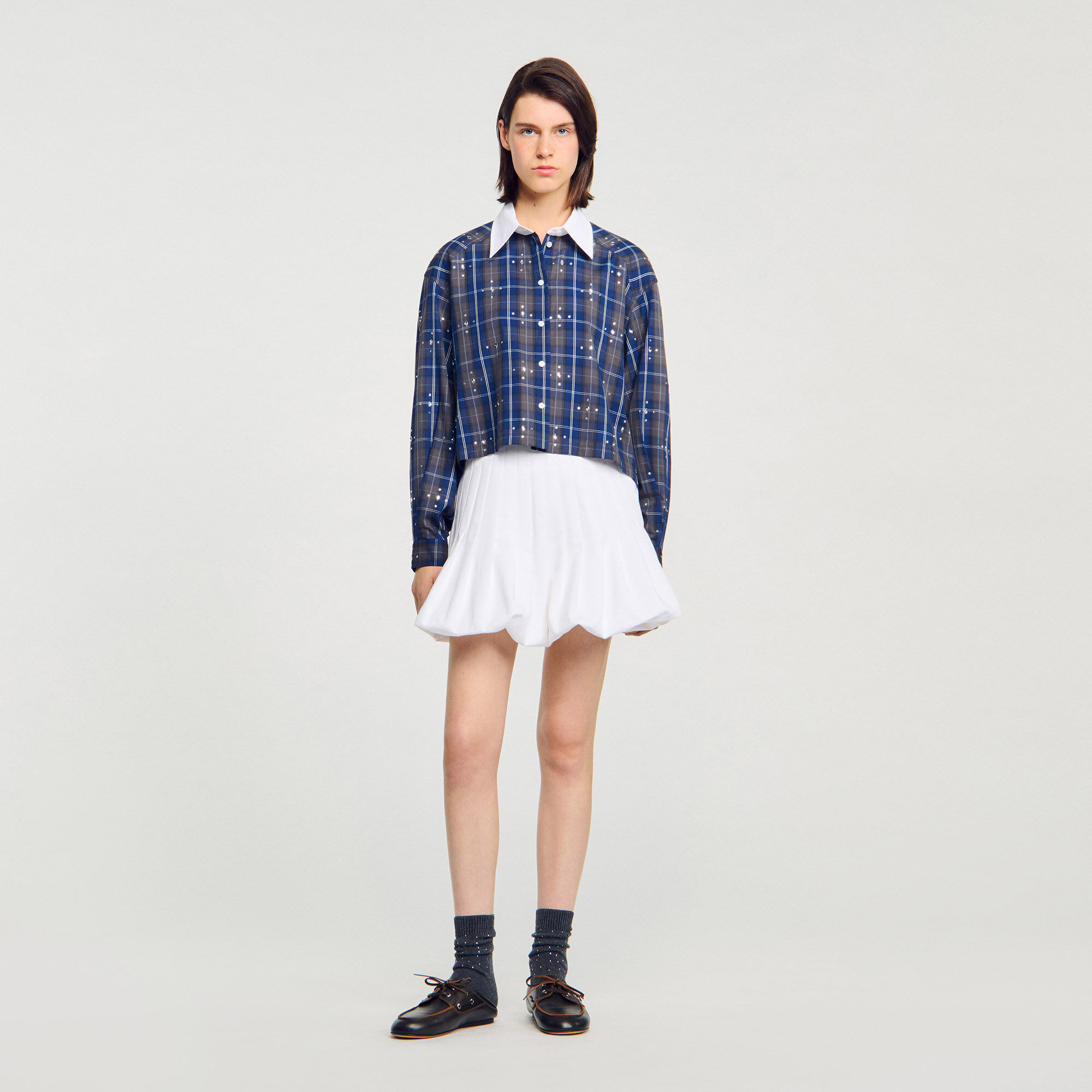 RHINESTONE CHECK SHIRT - 6