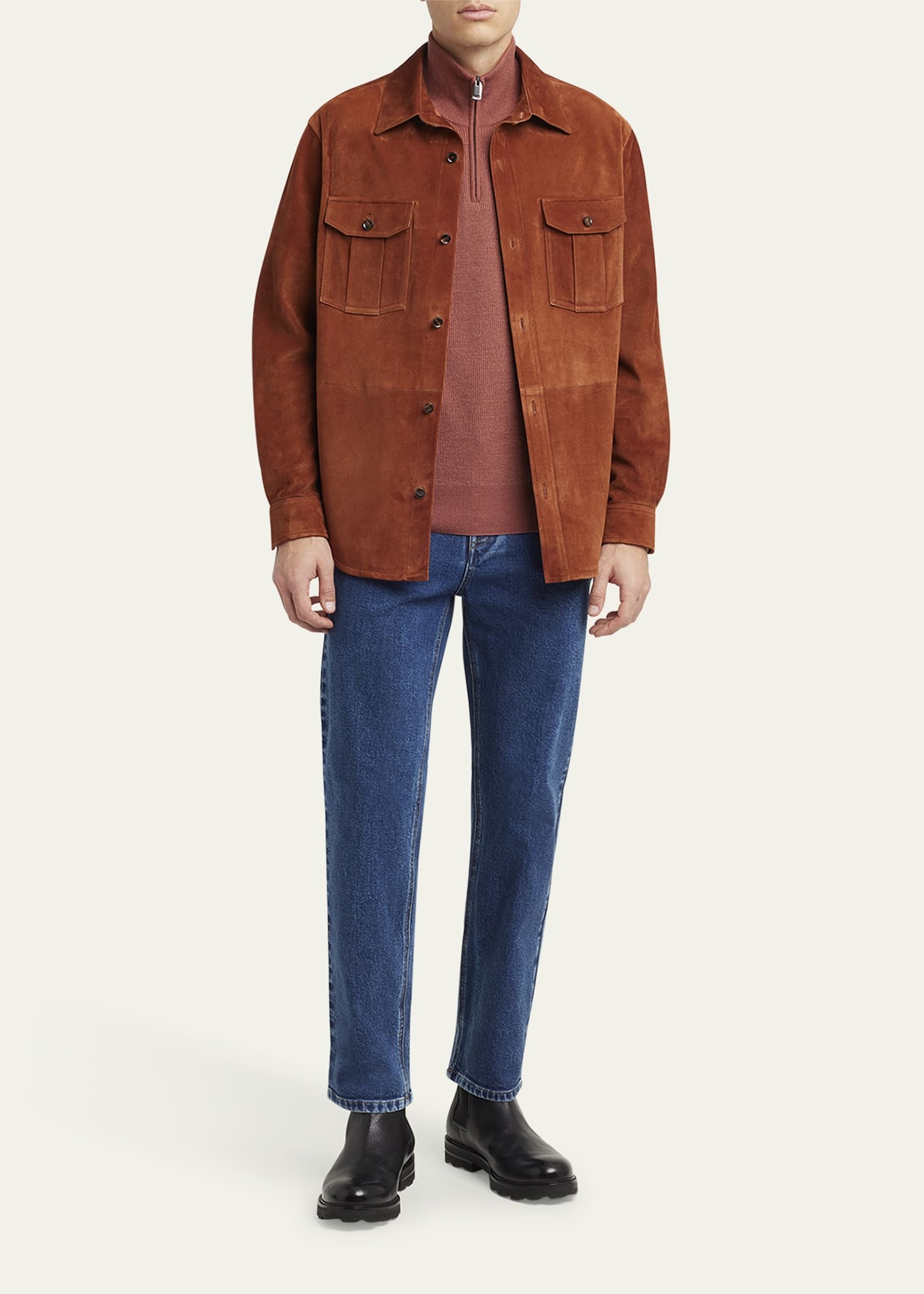 Men's Suede Double-Pocket Overshirt - 2