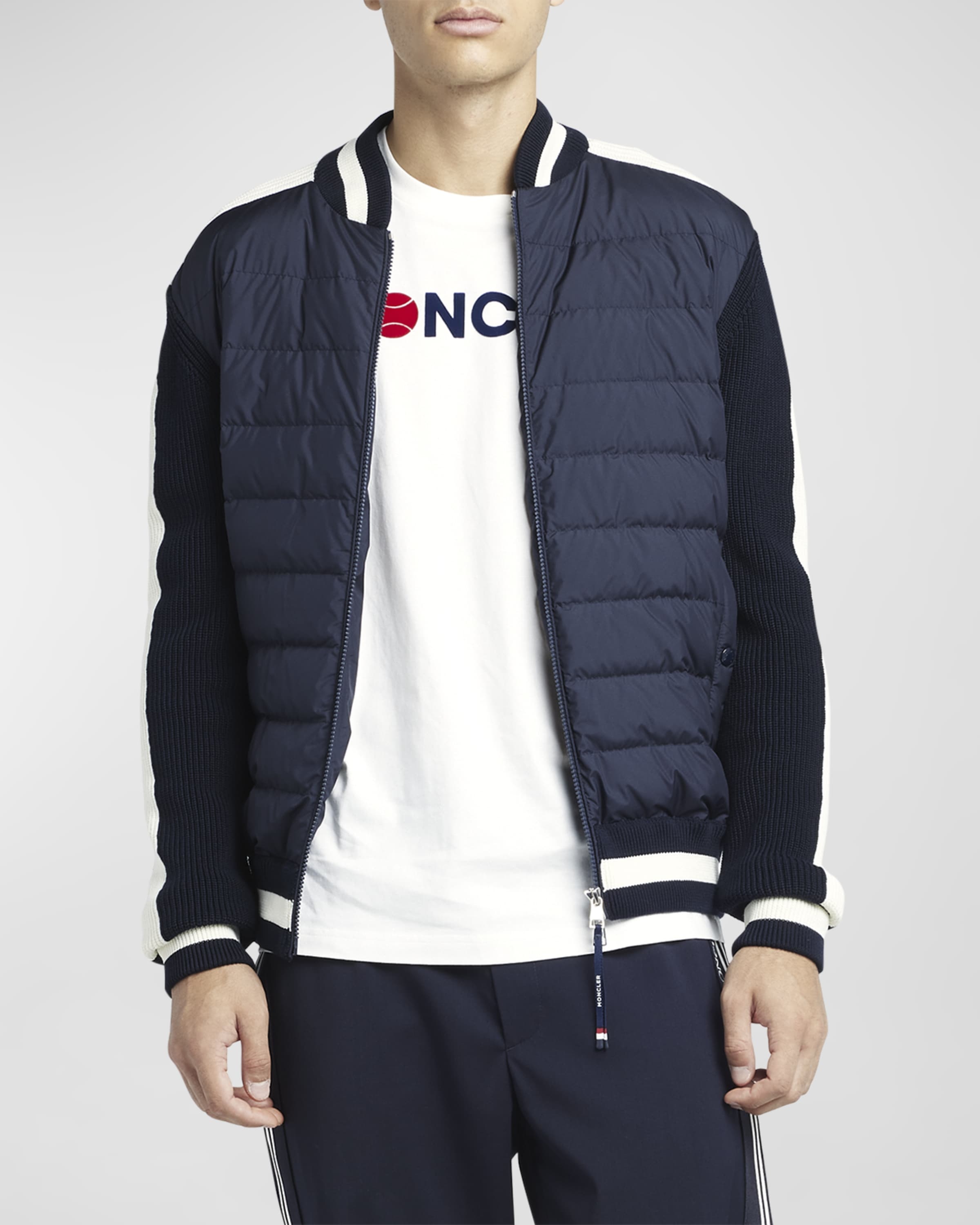 Moncler Men's Down Knit Combo Zip Sweater | neimanmarcus Moncler Men's Down Knit Combo Zip Sweater | neimanmarcus