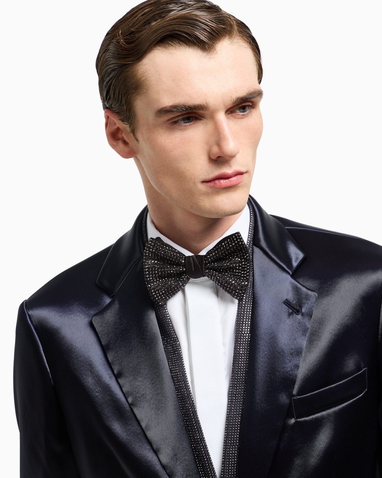 SILK AND RHINESTONE KNOTTED BOW TIE - 3