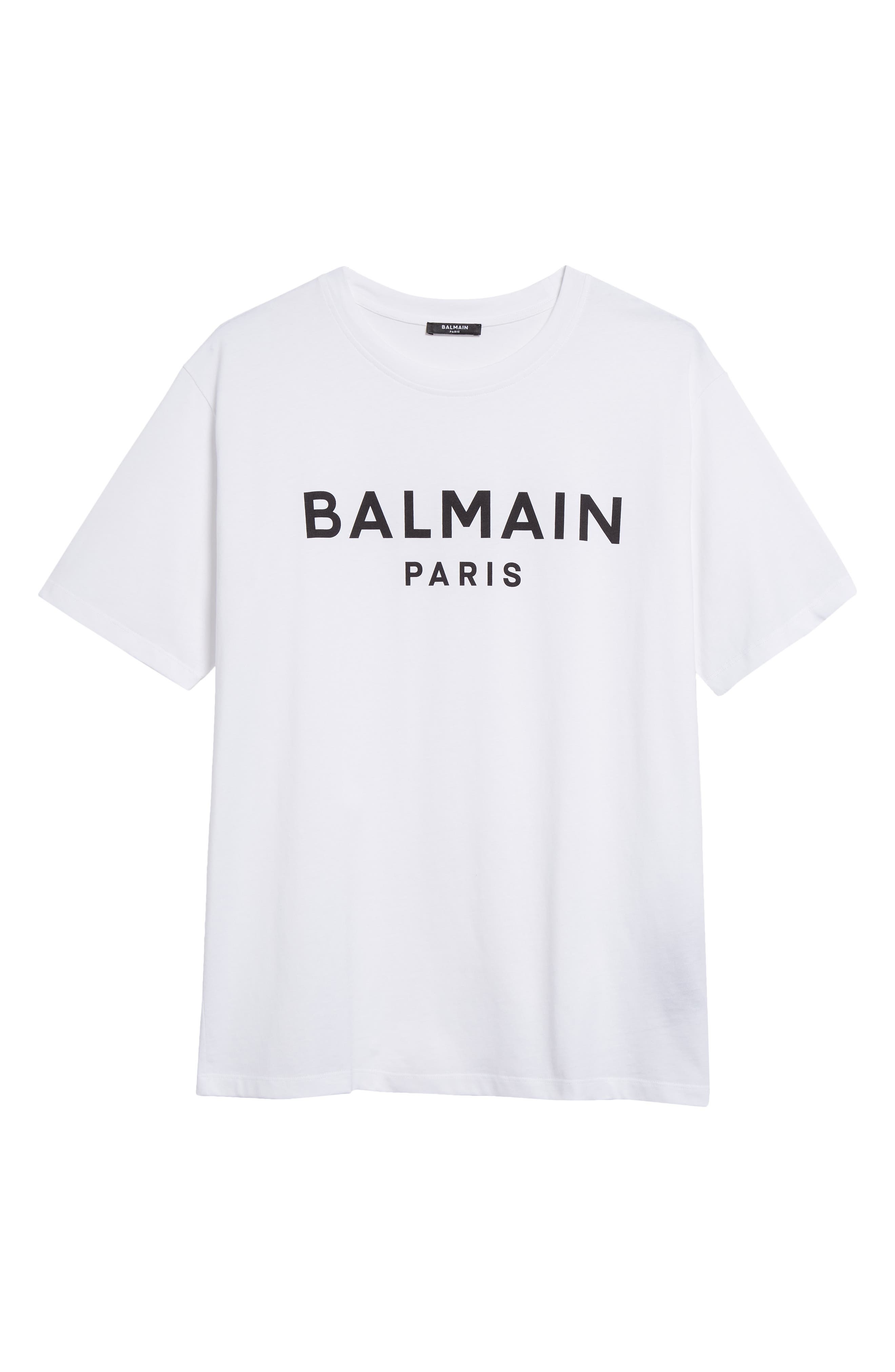 Balmain Organic Cotton Logo Graphic T-Shirt in Gab White/Black at Nordstrom - 5