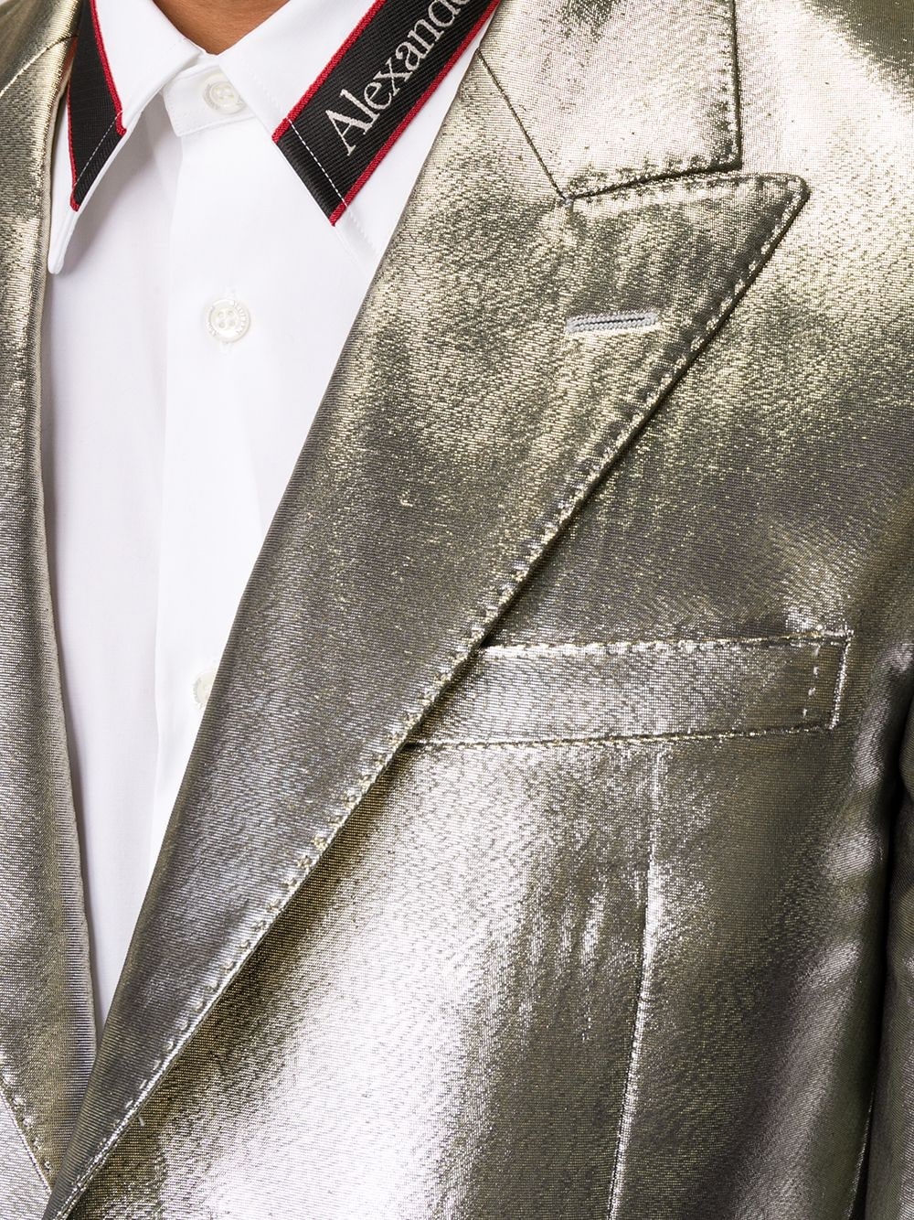 metallic-finish single-breasted blazer - 5