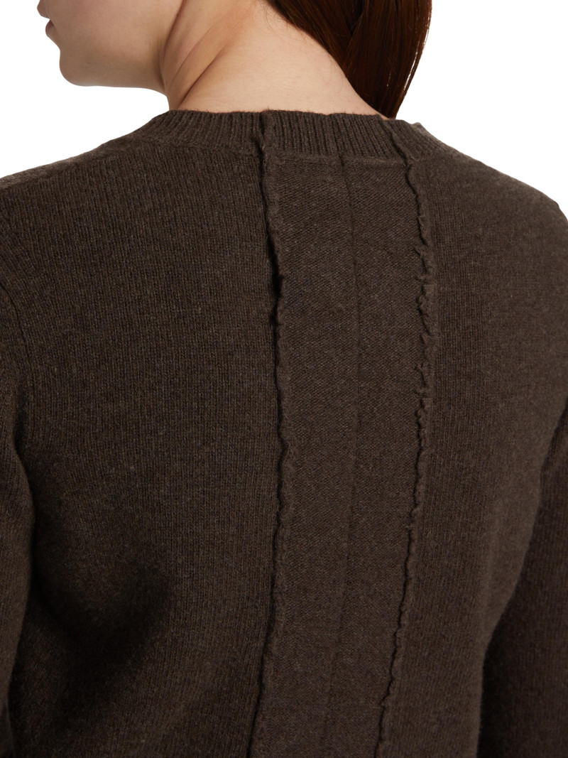 Women's V-Neck Wool-Blend Sweater - Brown 6