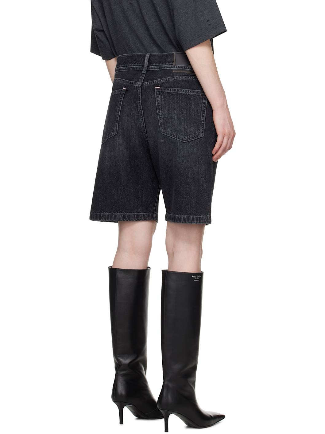 Black Loose-Fit Denim Shorts - 3