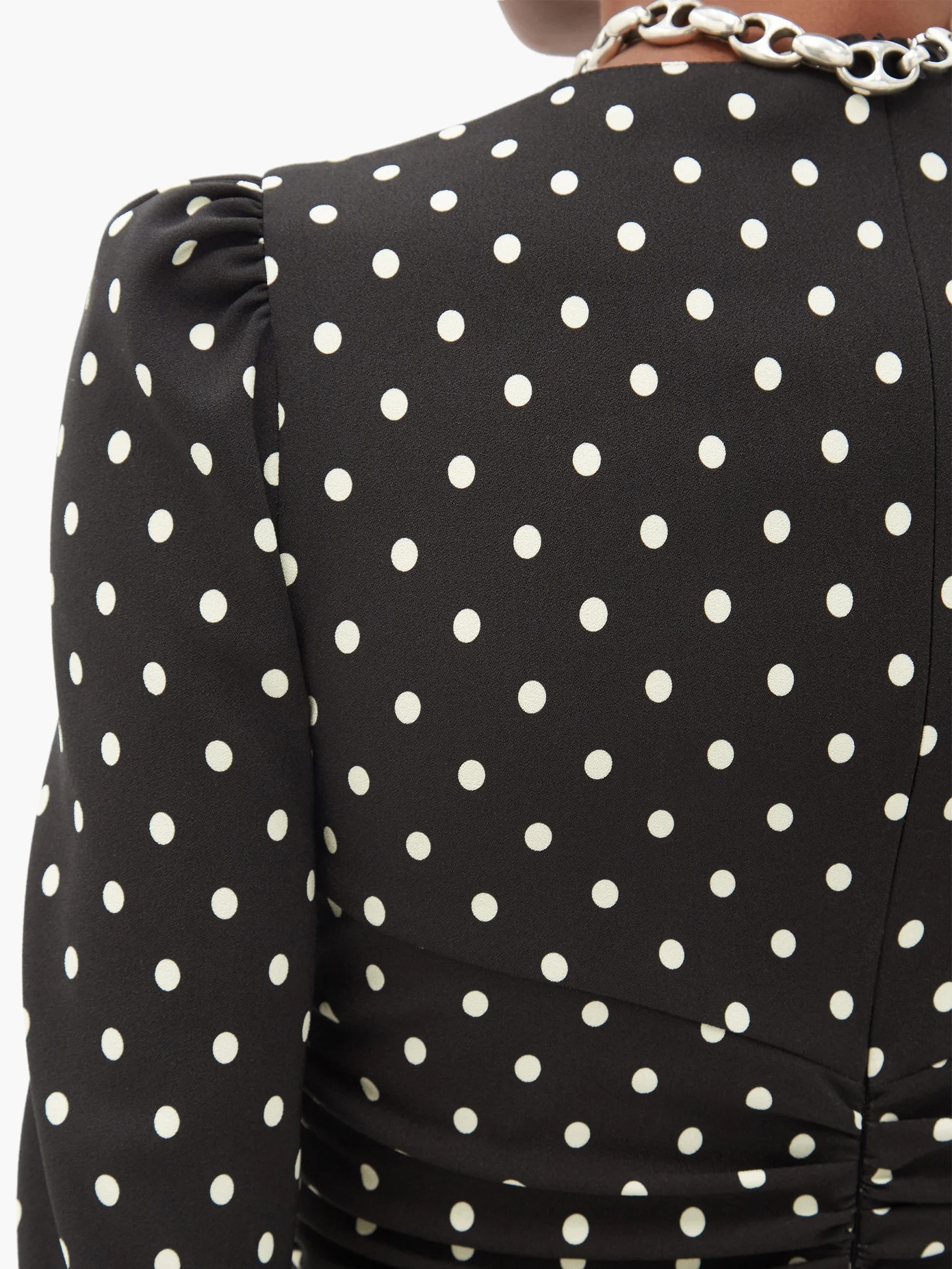 Ruched polka-dot crepe top - 3