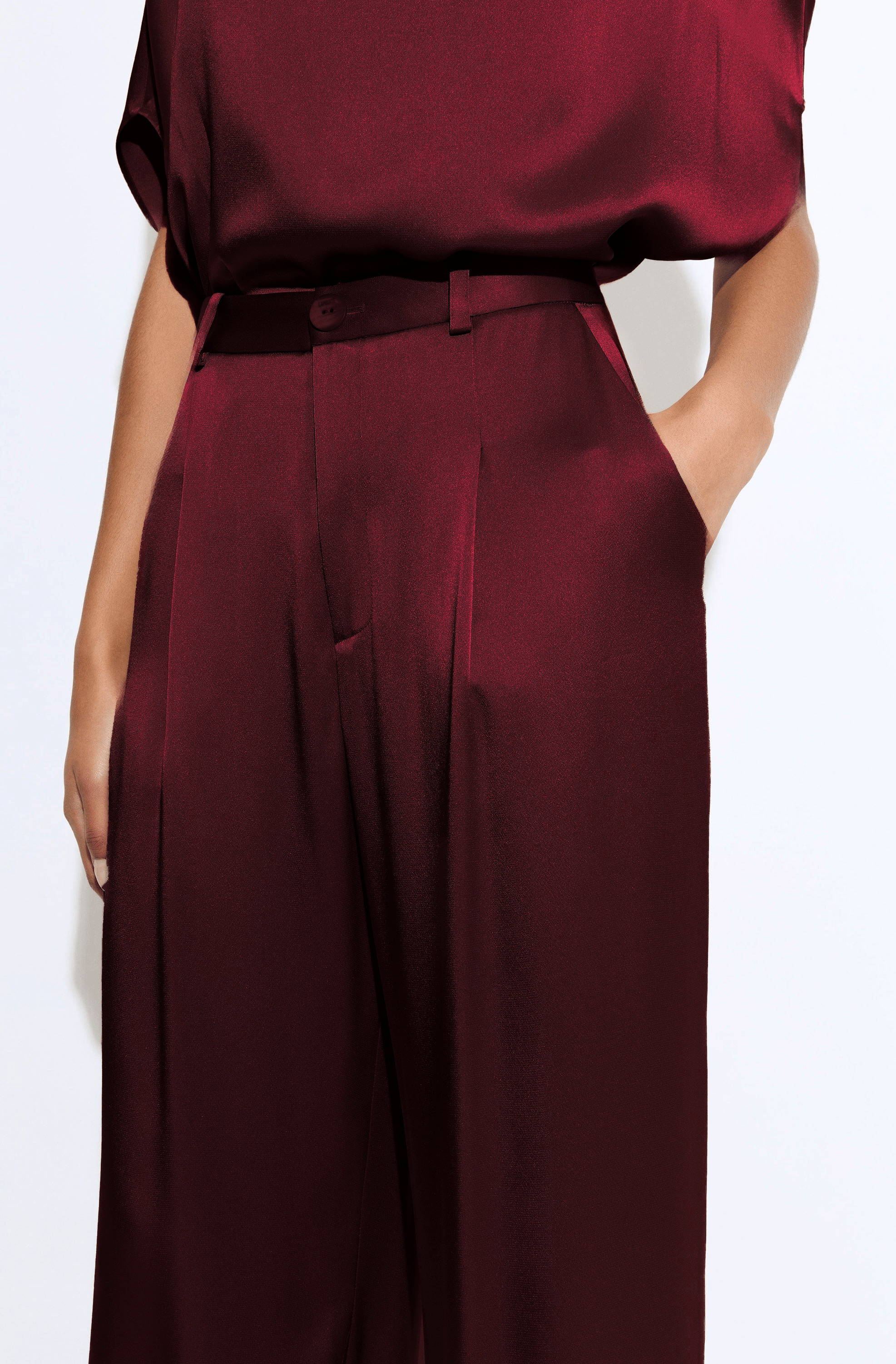 Satin Relaxed Pleated Pant - 4