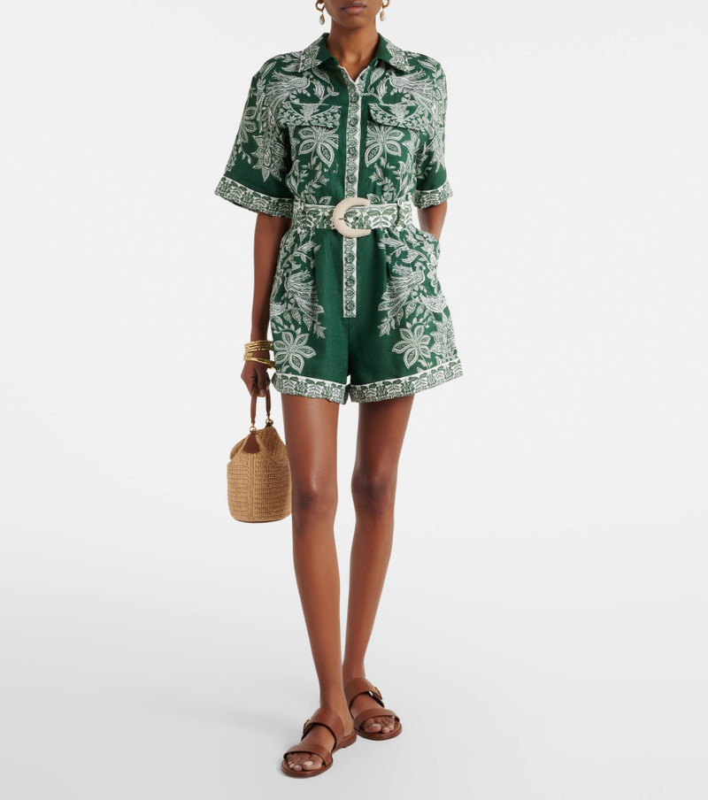 FARM RIO Miranda printed linen romper outlook