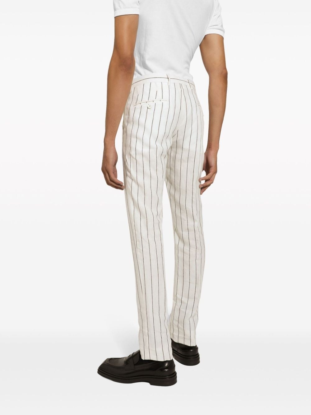pinstriped linen trousers - 4