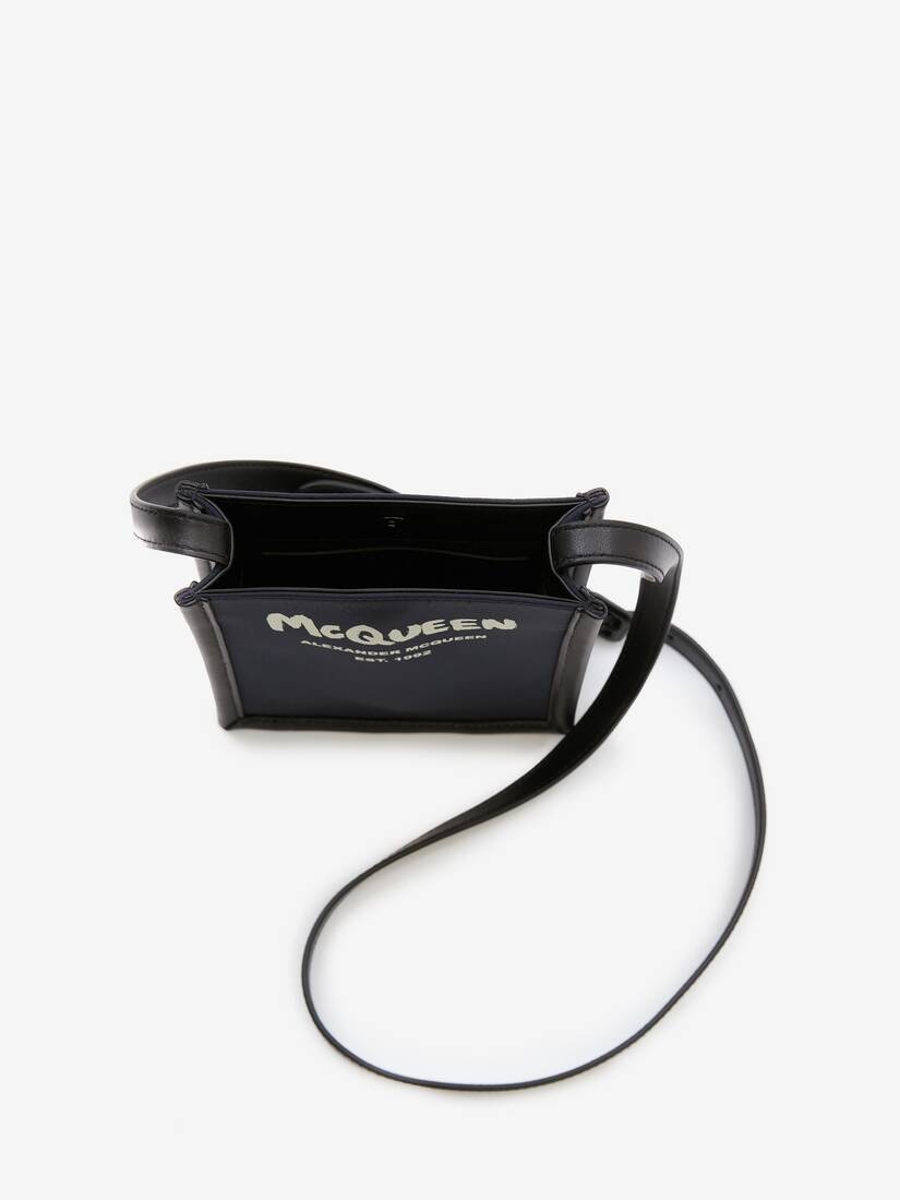 Mcqueen Graffiti Edge Mini Crossbody Bag in Navy - 4