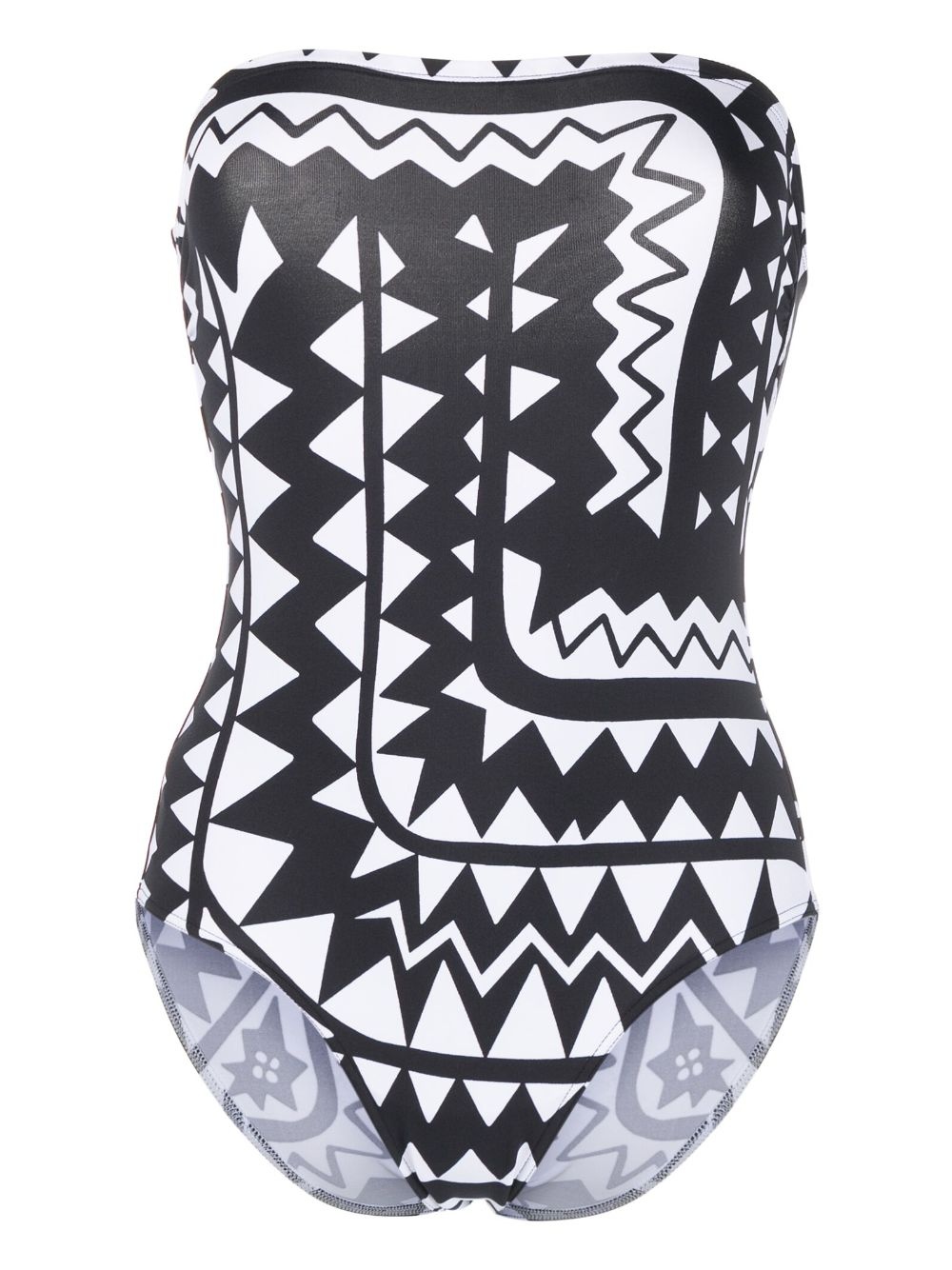 Totem geometric-print strapless swimsuit - 1