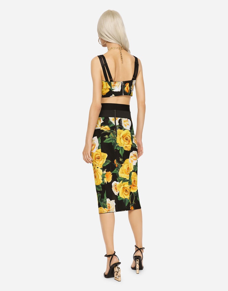 Marquisette top with yellow rose print - 3