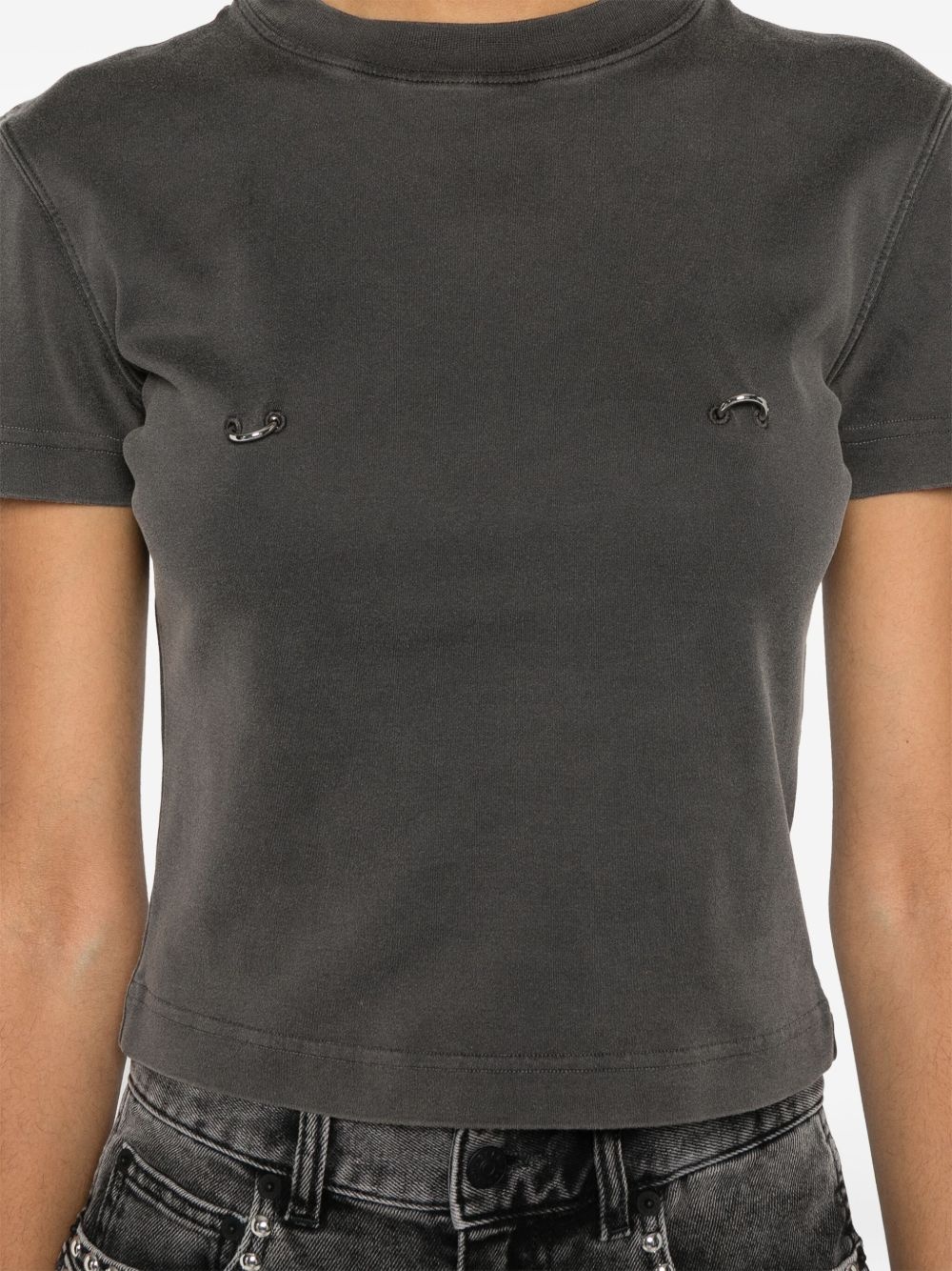 hoop detailing cropped T-shirt - 5