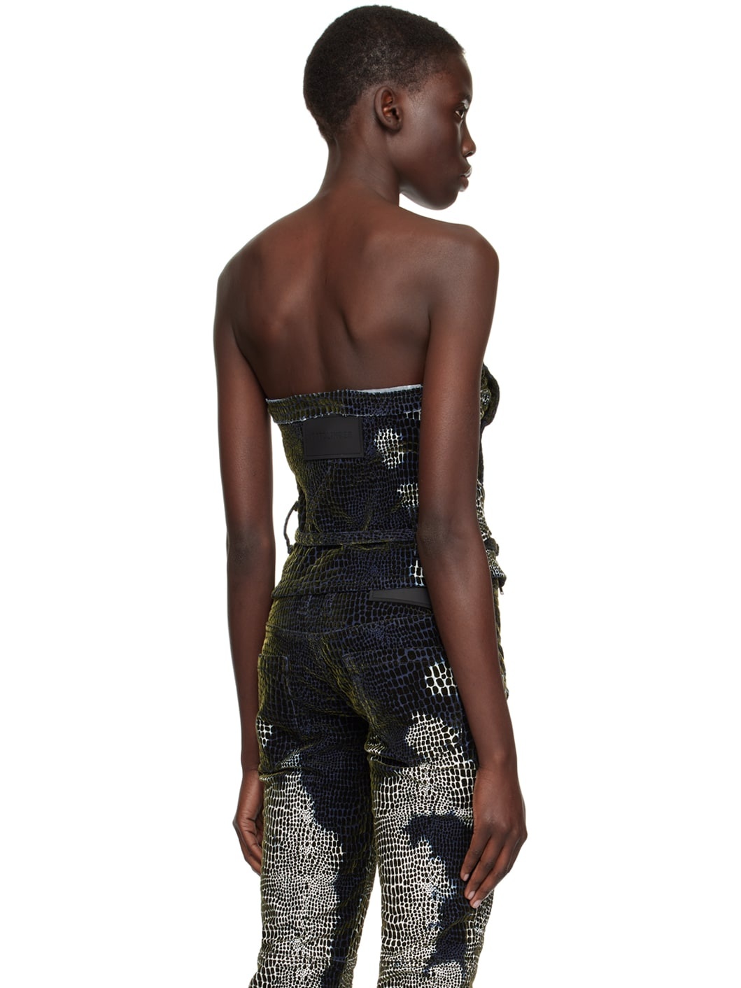 Blue Pattern Denim Tank Top - 3