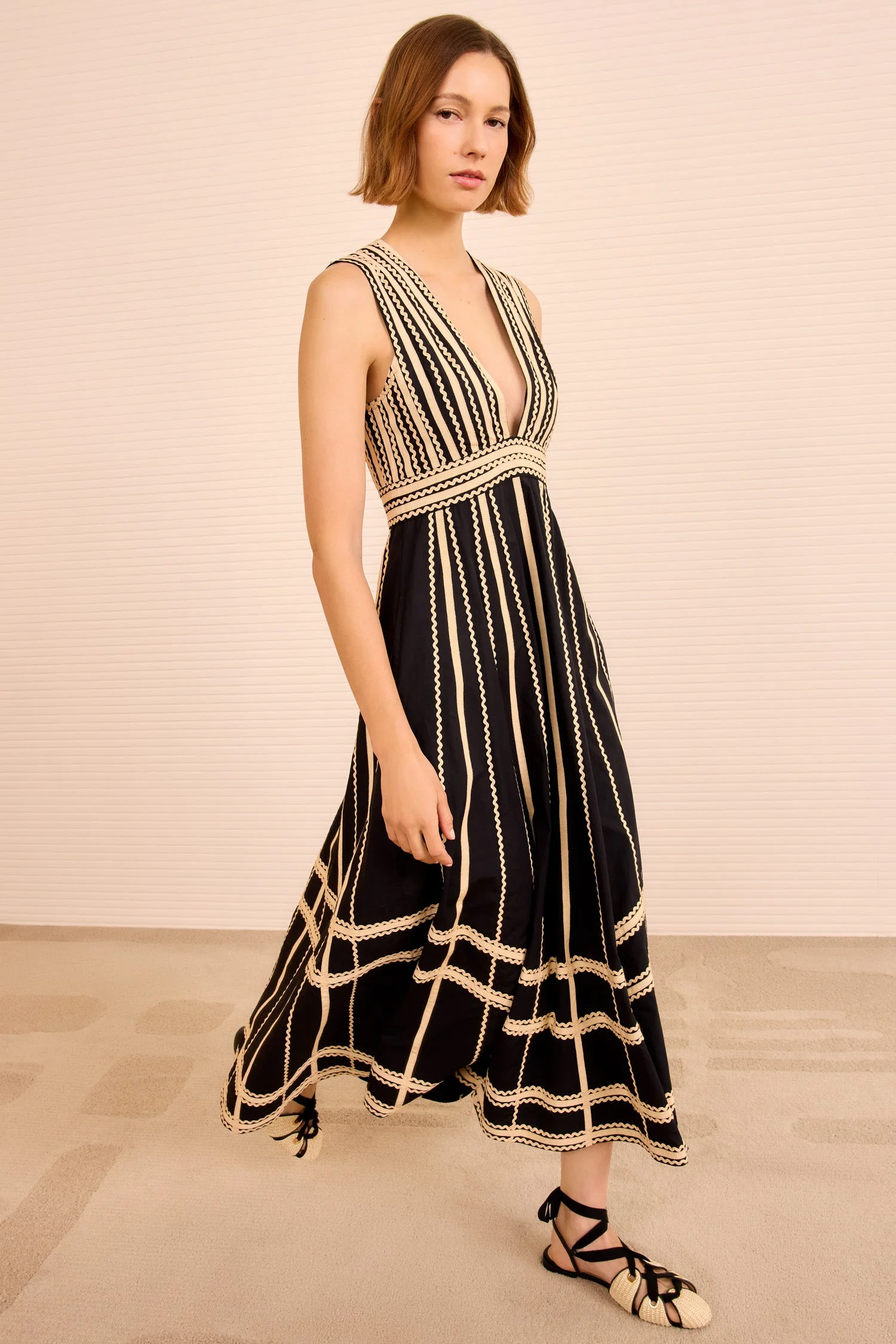 Palermo Deep V Midi Dress - 1