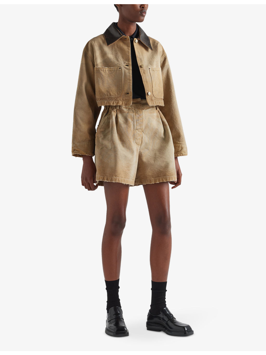 Logo-patch relaxed-fit high-rise canvas shorts - 2