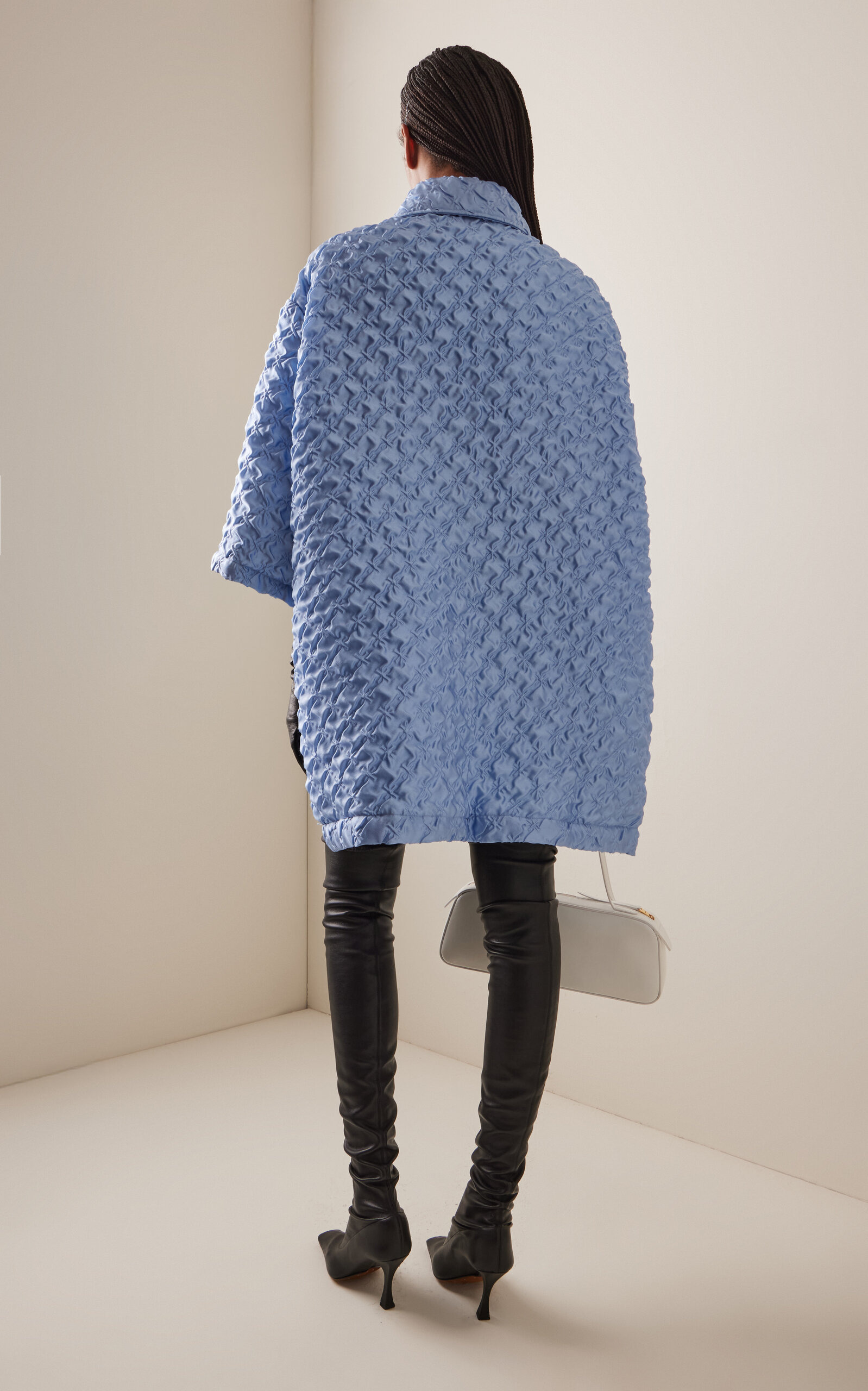 Oversizewd Textured Silk-Blend Jacket blue - 5