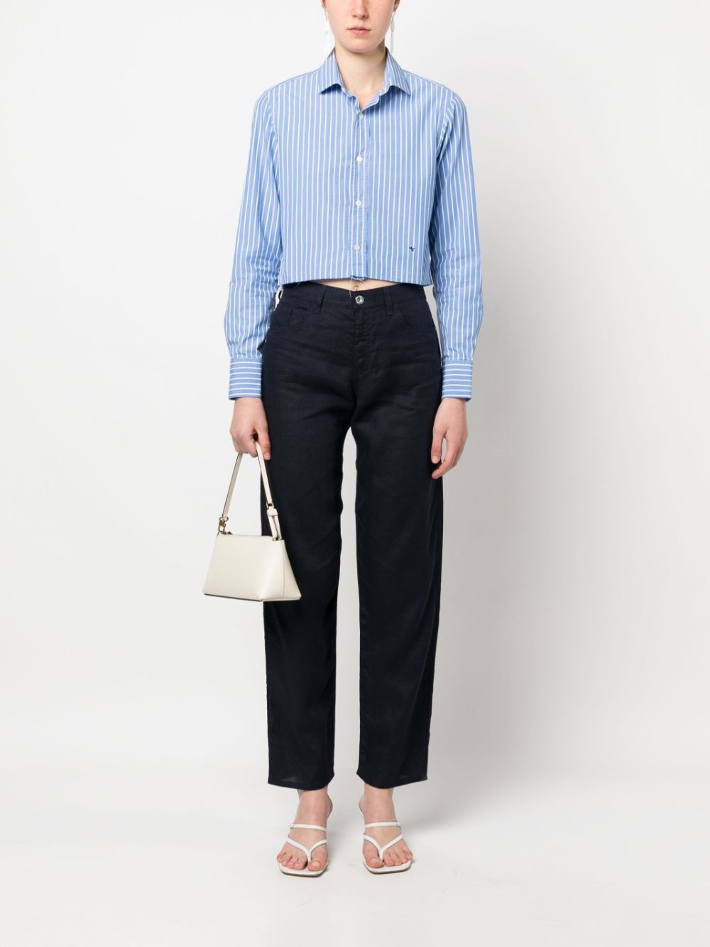straight-leg linen trousers - 2