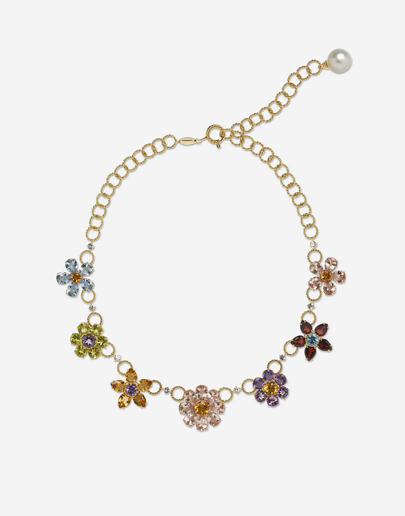 Spring Necklace 18-carat yellow gold and multicolored gems - 1