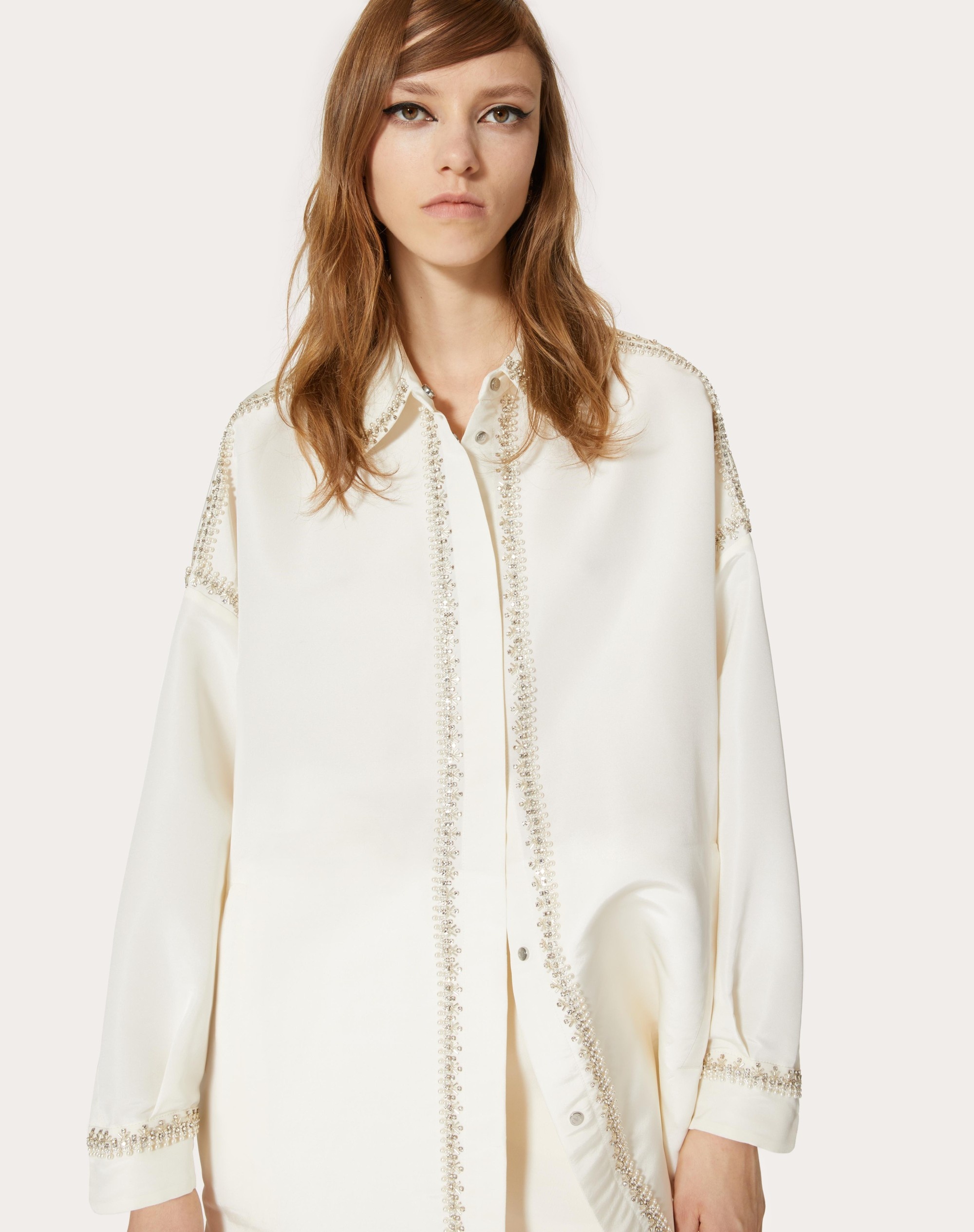 EMBROIDERED FAILLE OVERSHIRT - 5