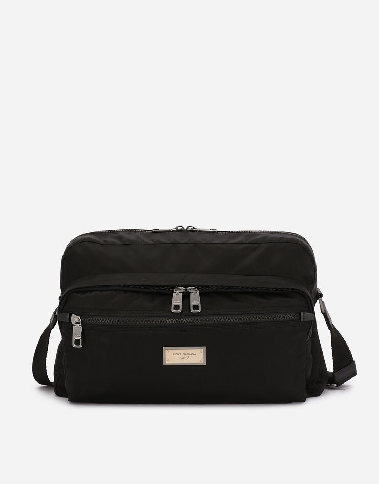 Nylon and calfskin nappa Nero Sicilia DNA bag - 2