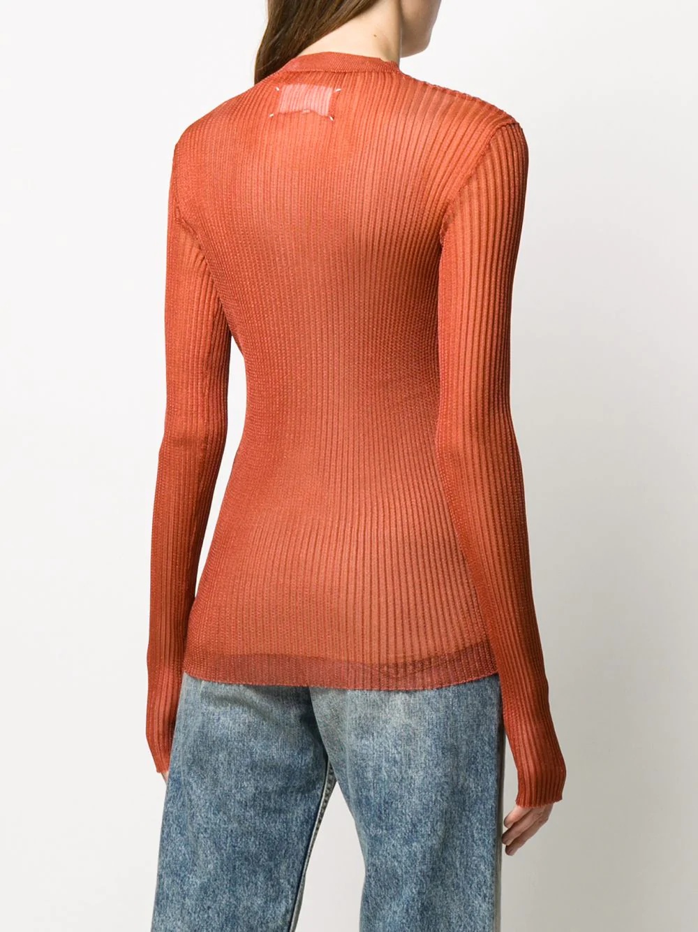 metallic ribbed knitted top - 4