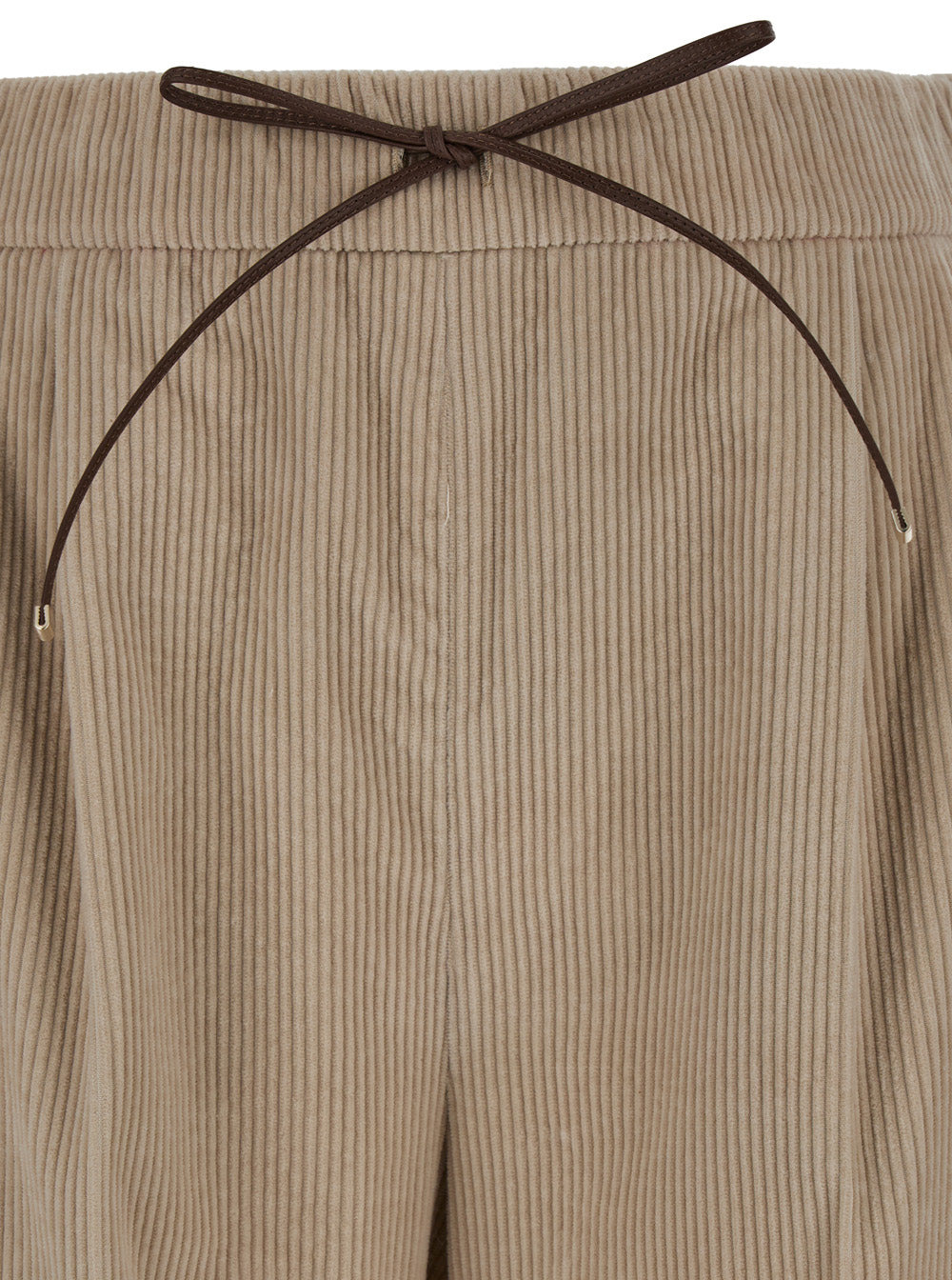 Max Mara Women 'Lerici' Beige Palazzo Pants With Drawstring In Corduroy Woman - 3
