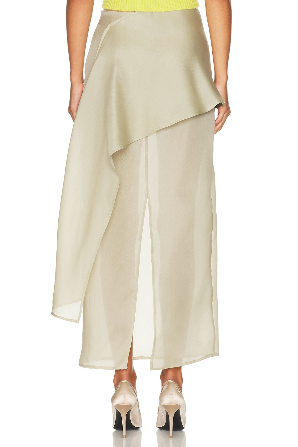 The Silk Gazar Skirt With Drape - 4