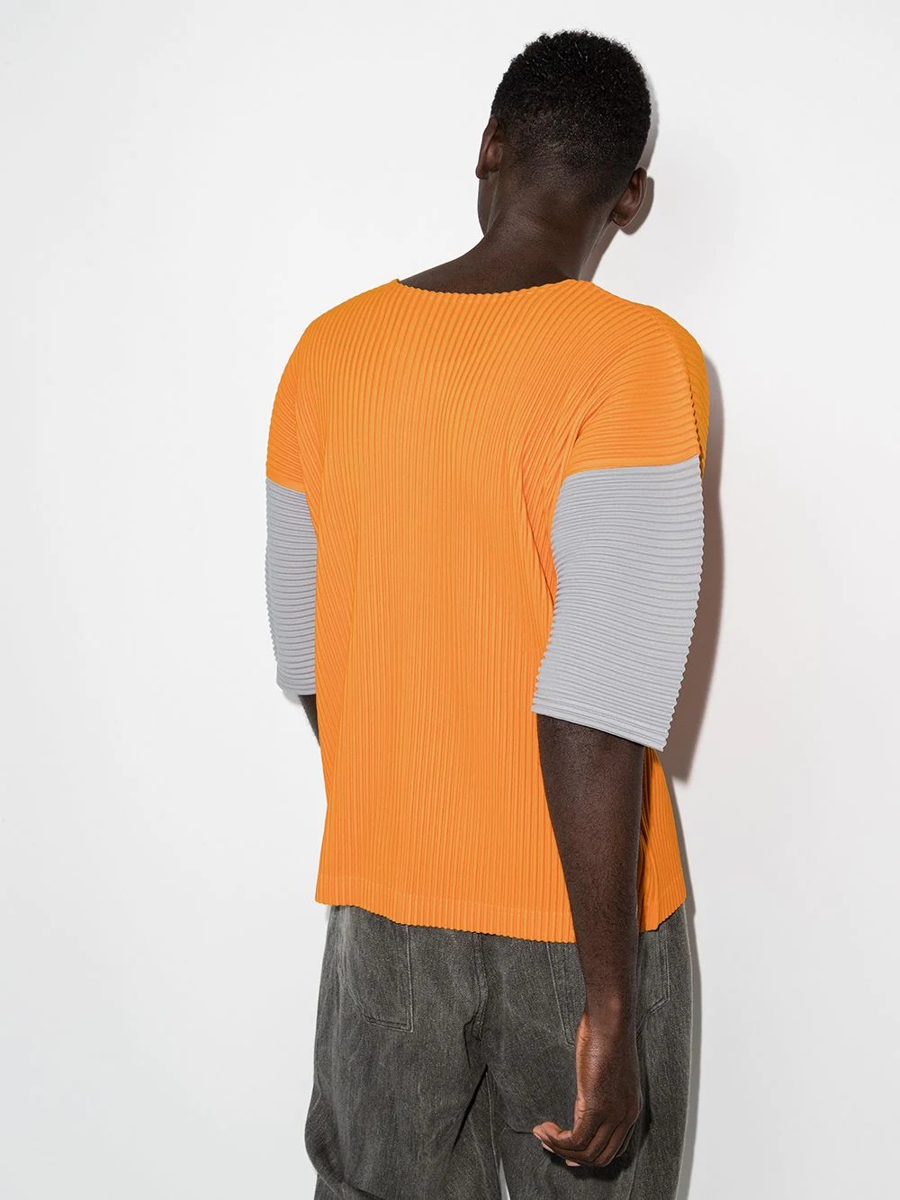 colour-block plissé T-shirt - 3