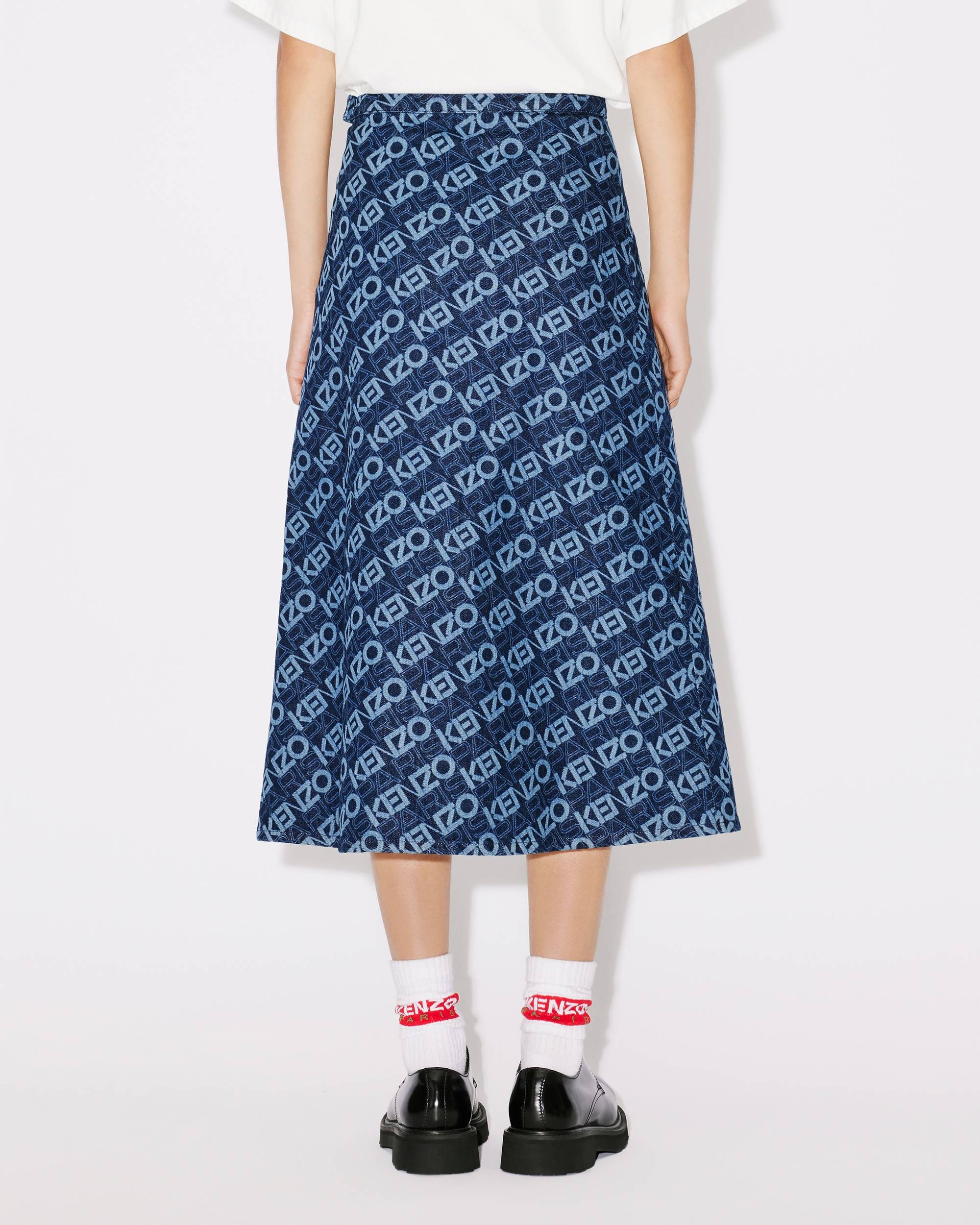 Monogram long denim skirt - 5