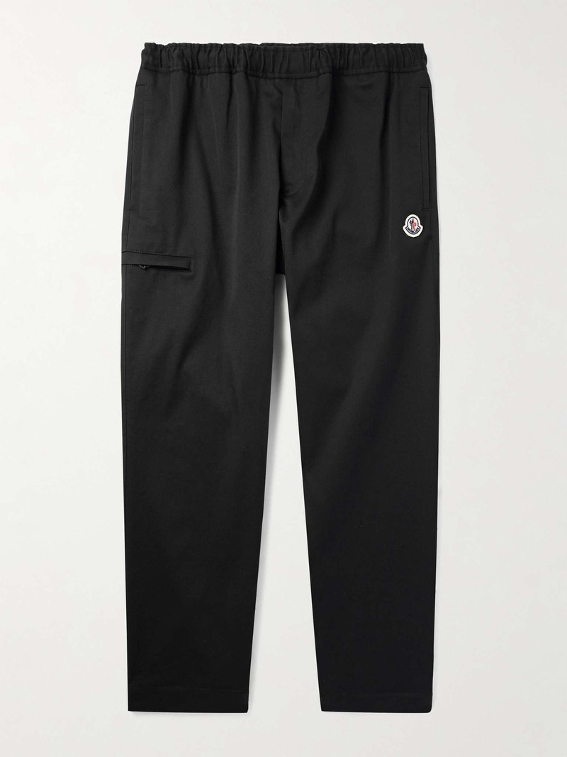 Straight-Leg Logo-Appliquèd Cotton-Blend Gabardine Trousers 1