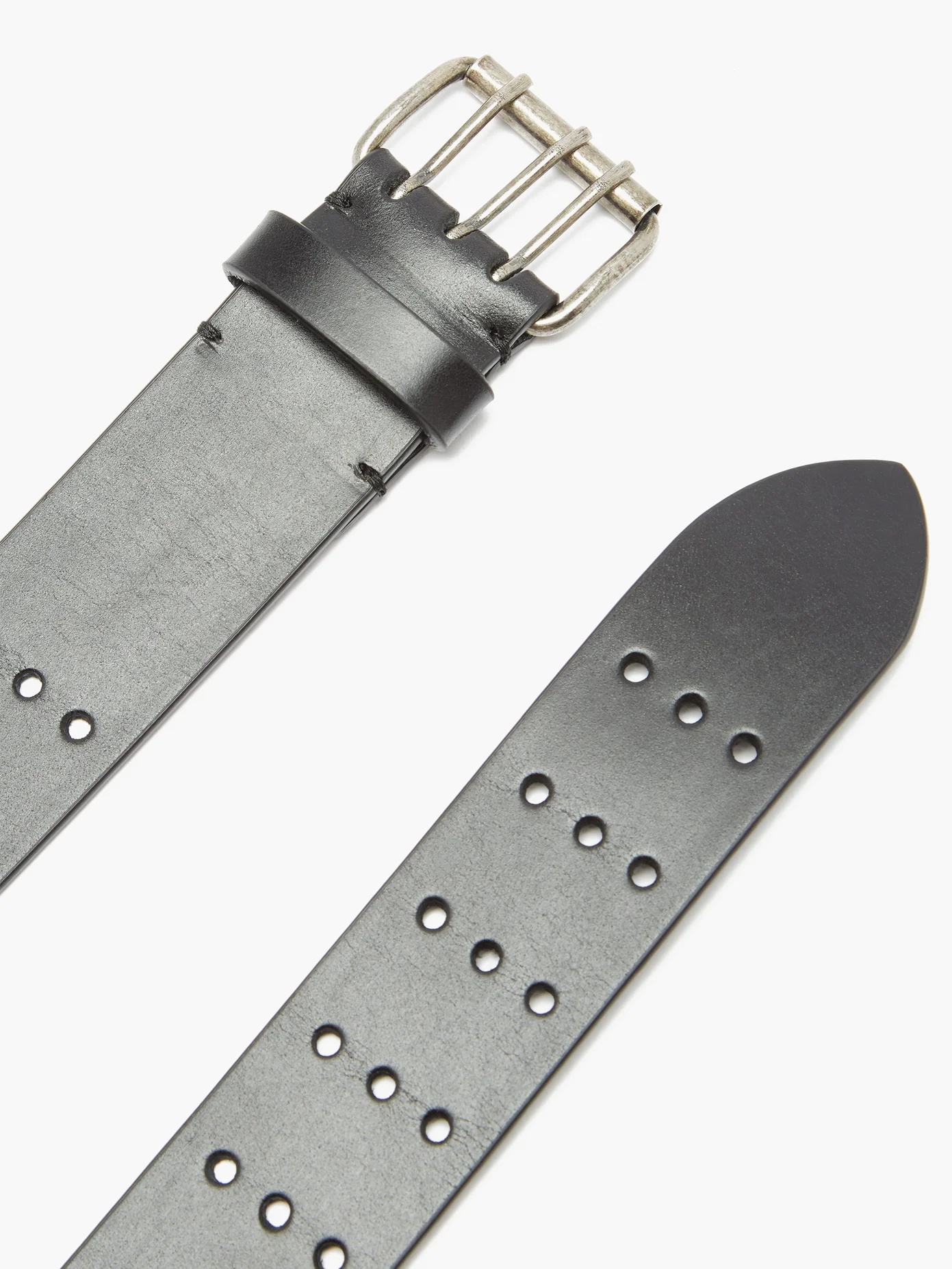 Triple-prong leather belt - 6