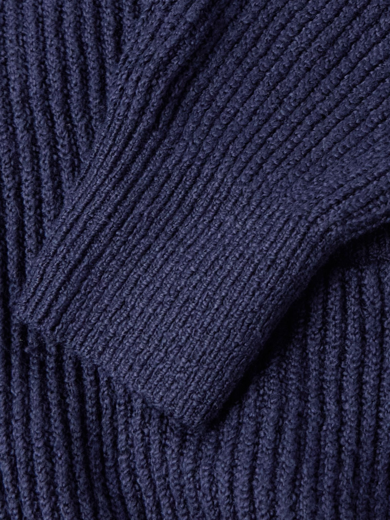 Shawl-Collar Ribbed Cotton Cardigan Navy - 6