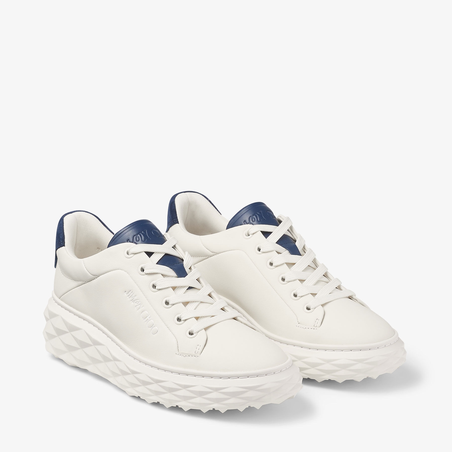 Jimmy Choo / Malbon Diamond Golf/F
Latte and Navy Leather Trainers - 2