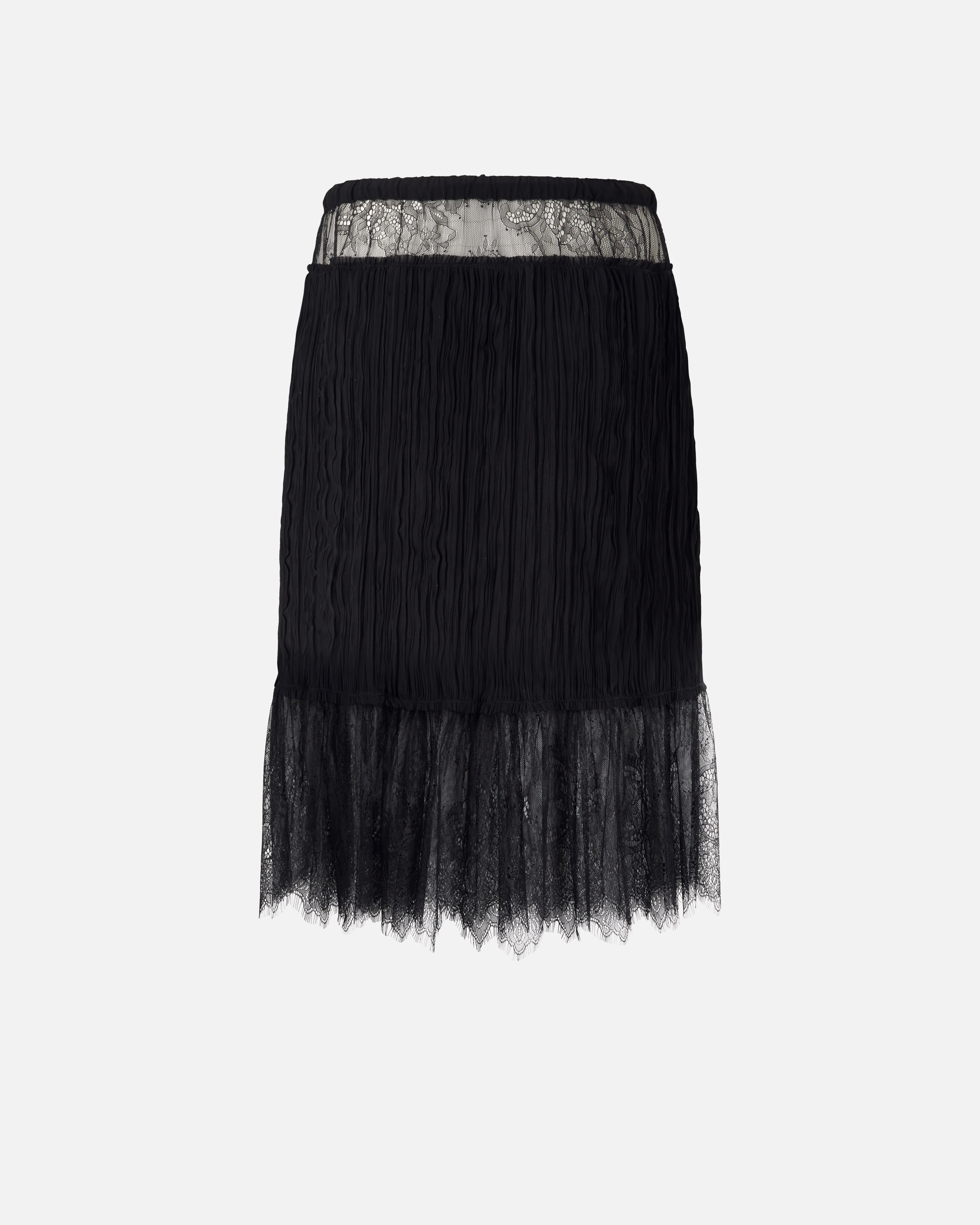 GATHERED KNEE-LENGTH SKIRT WITH LACE - 6