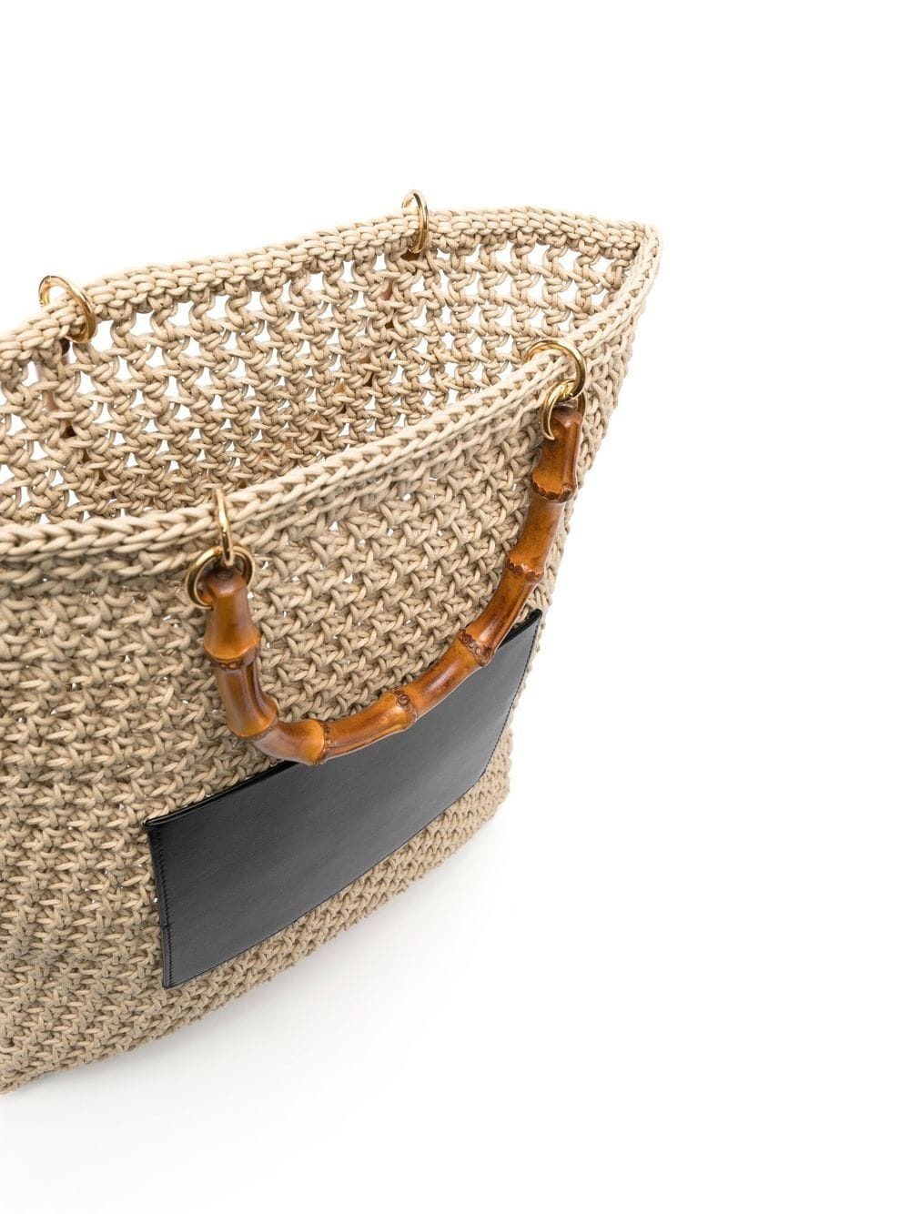 woven bamboo-handle tote bag - 6